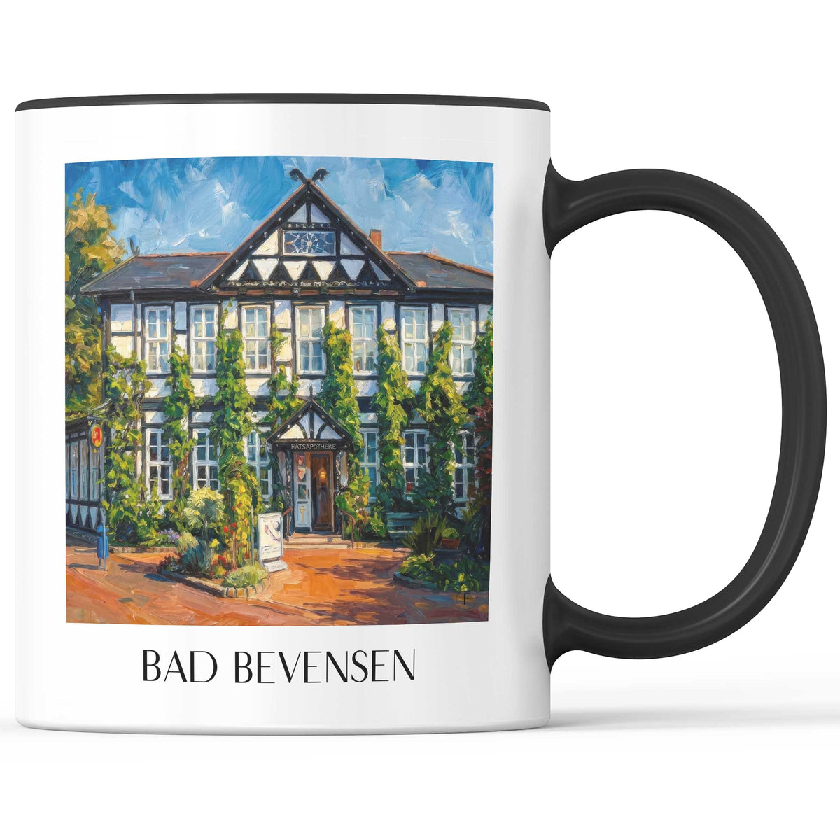 Bad Bevensen Kaffeebecher - Niedersachsen - Deutschland Becher - Kaffeetasse im Ölgemälde Stil - favplace