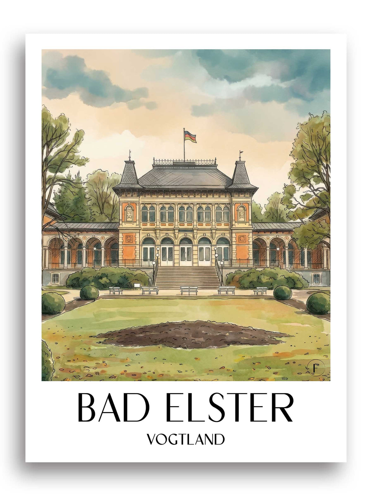 bad-elster-vogtland-deutschland-poster-aquarell