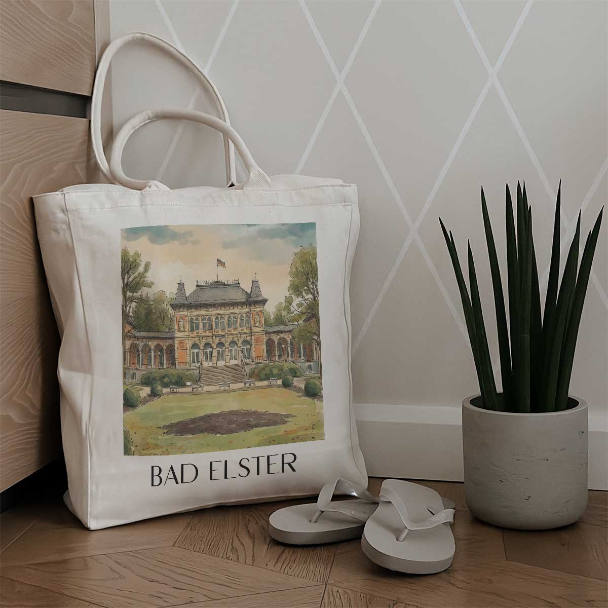 bad-elster-vogtland-deutschland-einkaufstasche-aquarell