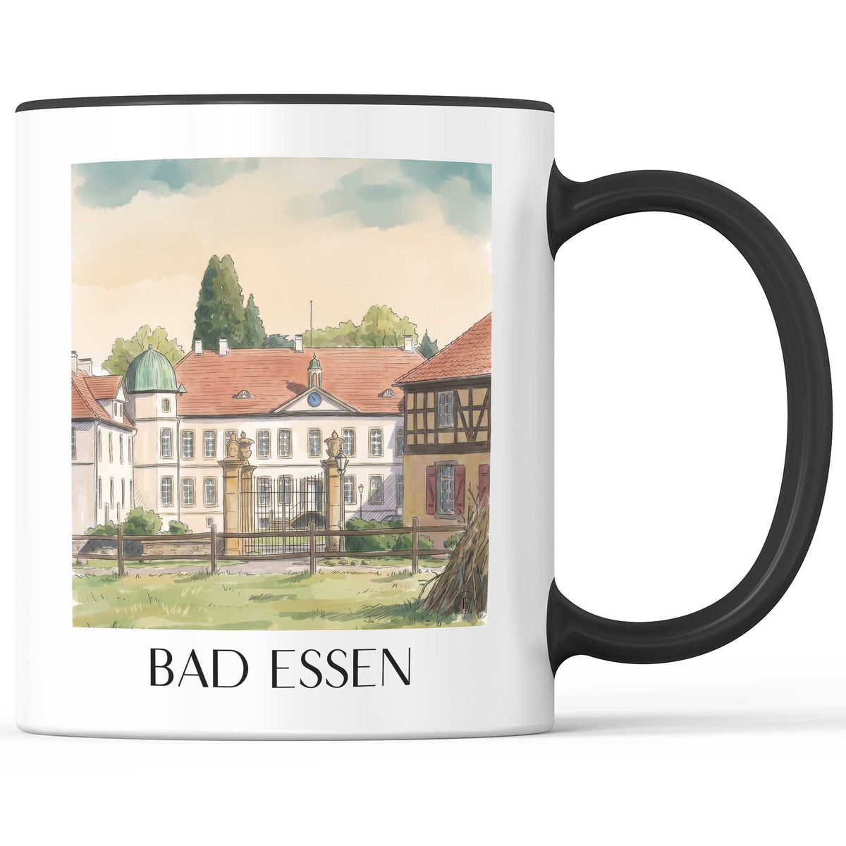 Bad Essen Kaffeebecher - Niedersachsen - Deutschland Becher - Kaffeetasse im Aquarell Stil - favplace