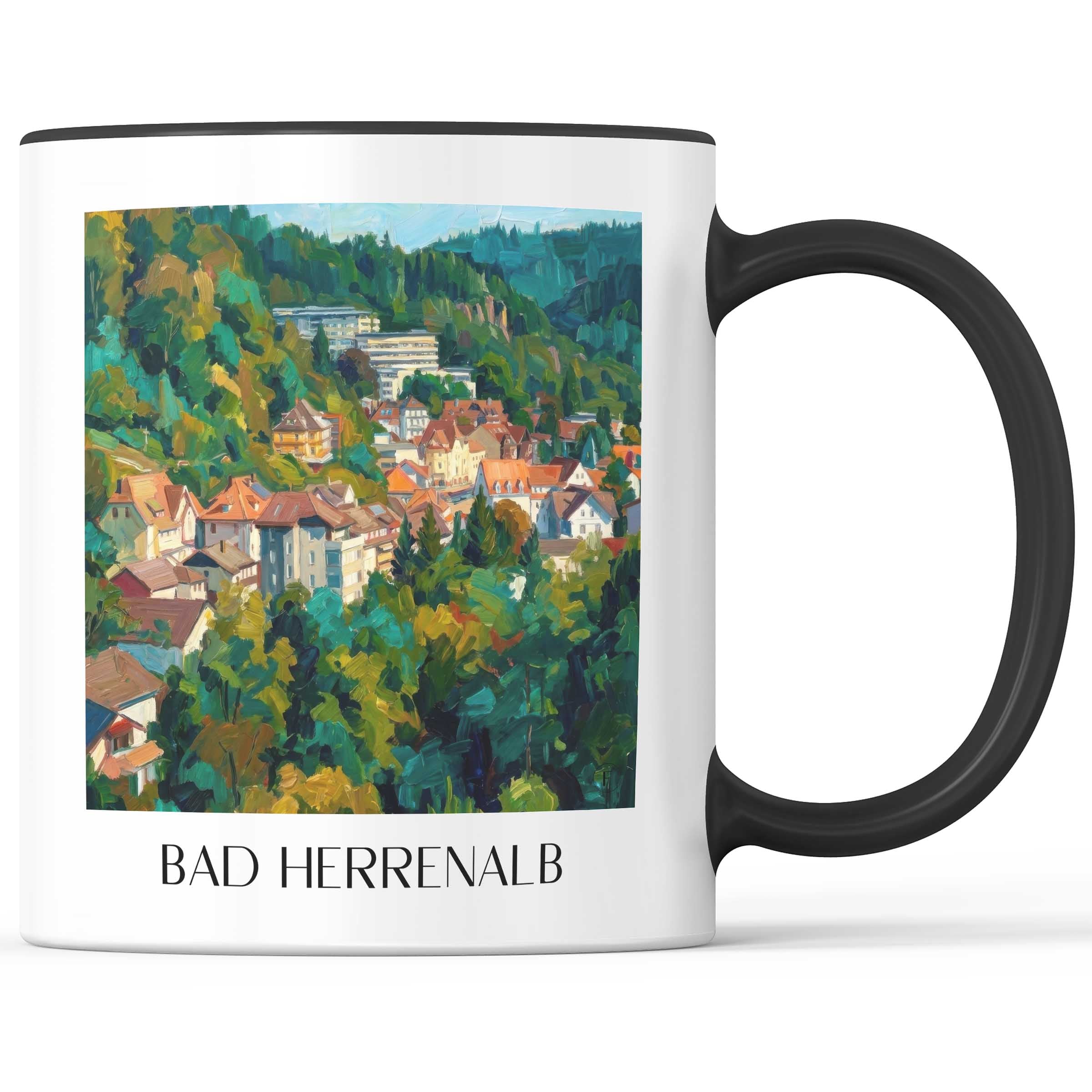 Bad Herrenalb Kaffeebecher - Baden-Württemberg - Deutschland Becher - Kaffeetasse im Ölgemälde Stil - favplace