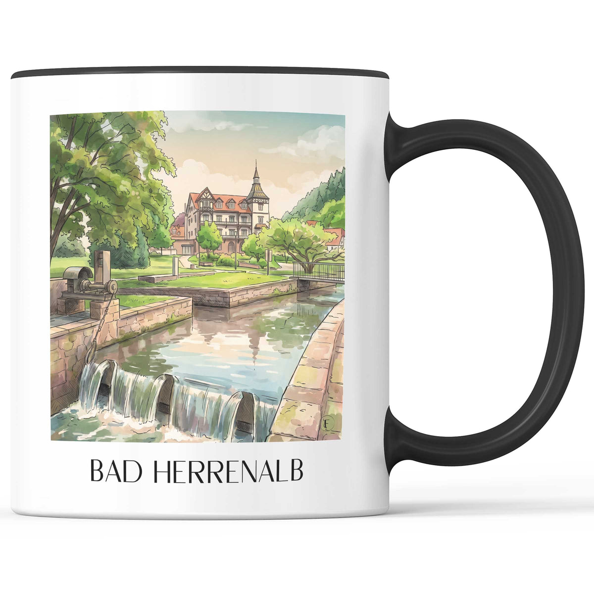 Bad Herrenalb Kaffeebecher - Nordschwarzwald - Deutschland Becher - Kaffeetasse im Aquarell Stil - favplace