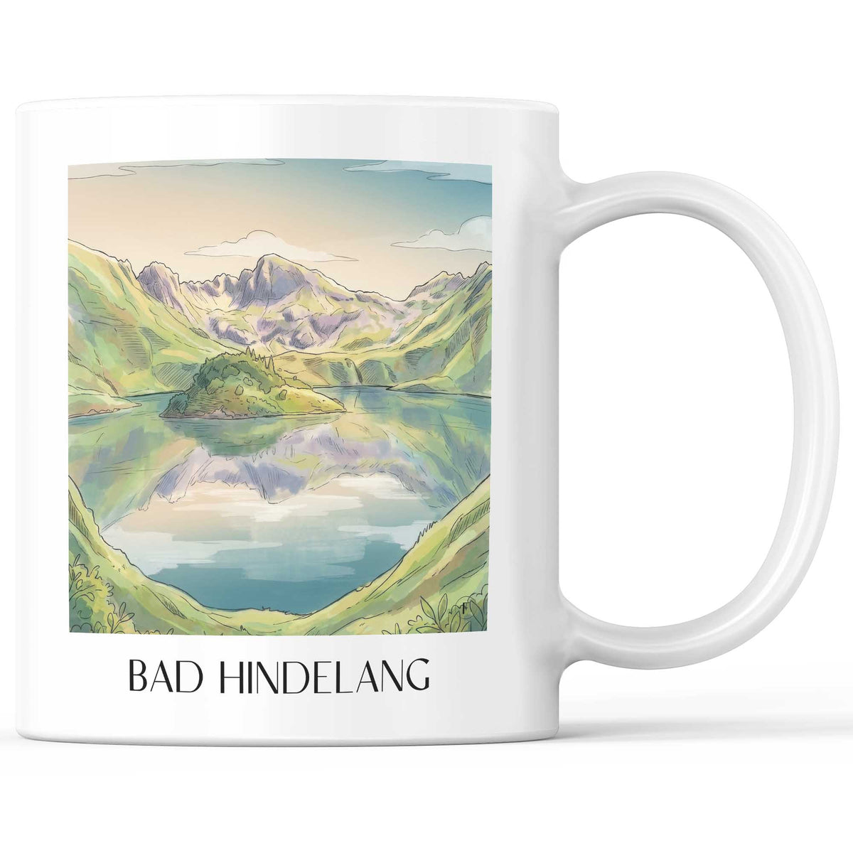 Bad Hindelang Kaffeebecher - Oberallgäu - Deutschland Becher - Kaffeetasse im Aquarell Stil - favplace
