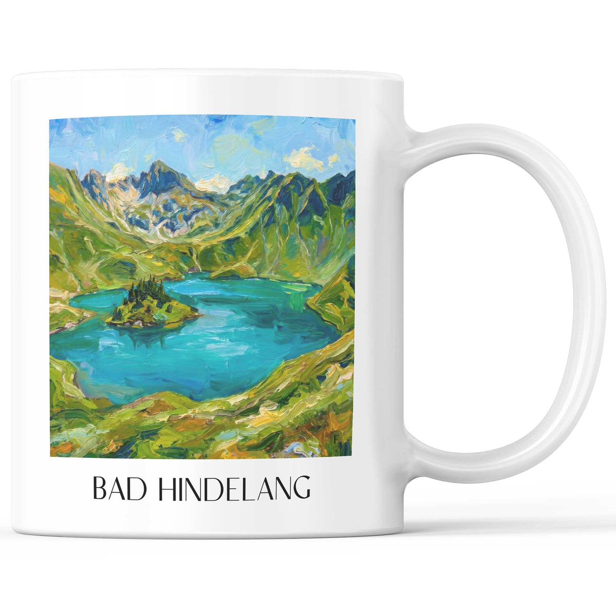 Bad Hindelang Kaffeebecher - Oberallgäu - Deutschland Becher - Kaffeetasse im Ölgemälde Stil - favplace
