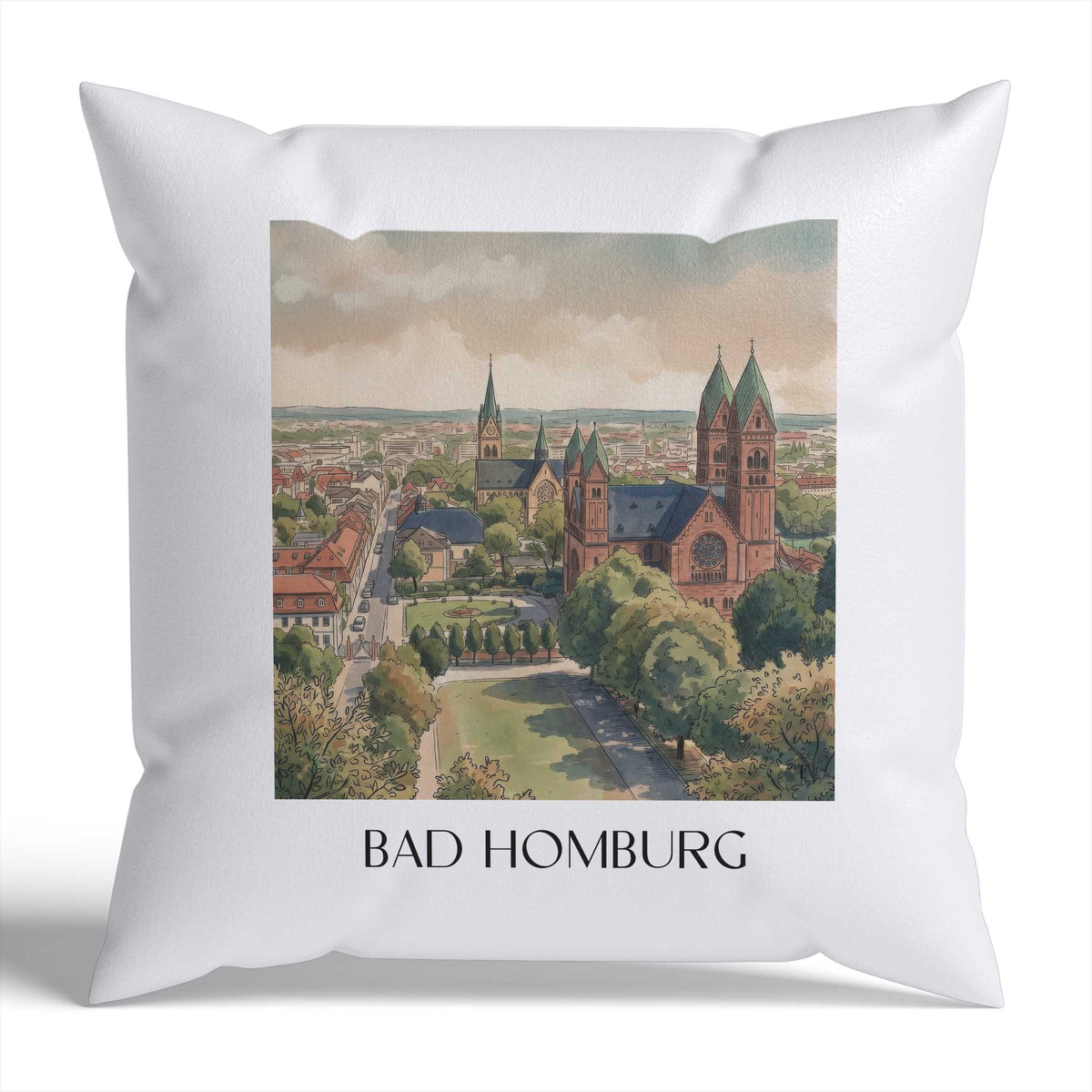 Bad Homburg Kissenhülle - Zierkissen Bezug - Hessen - Deutschland Kissen bzw. Kissenbezug im Aquarell Stil - favplace
