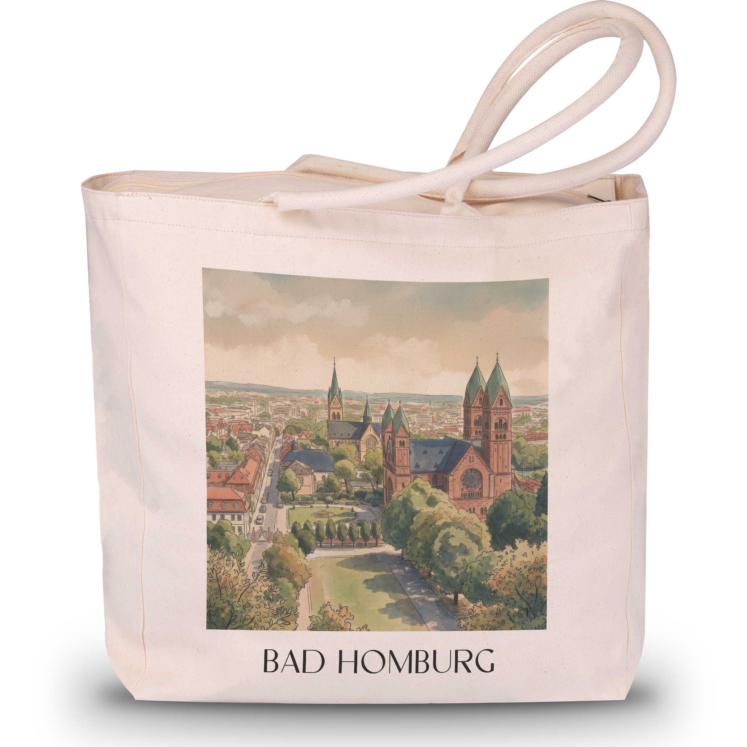Bad Homburg Shopping Tasche - Hessen - Deutschland Tote Bag - Einkaufstasche im Aquarell Stil - favplace