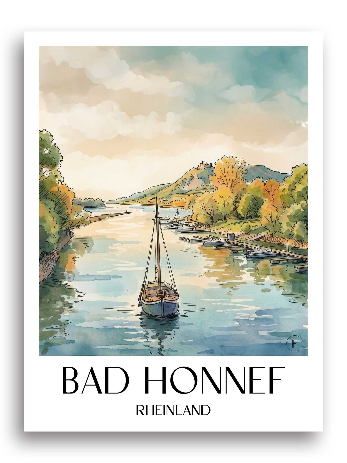 bad-honnef-rheinland-deutschland-poster-aquarell