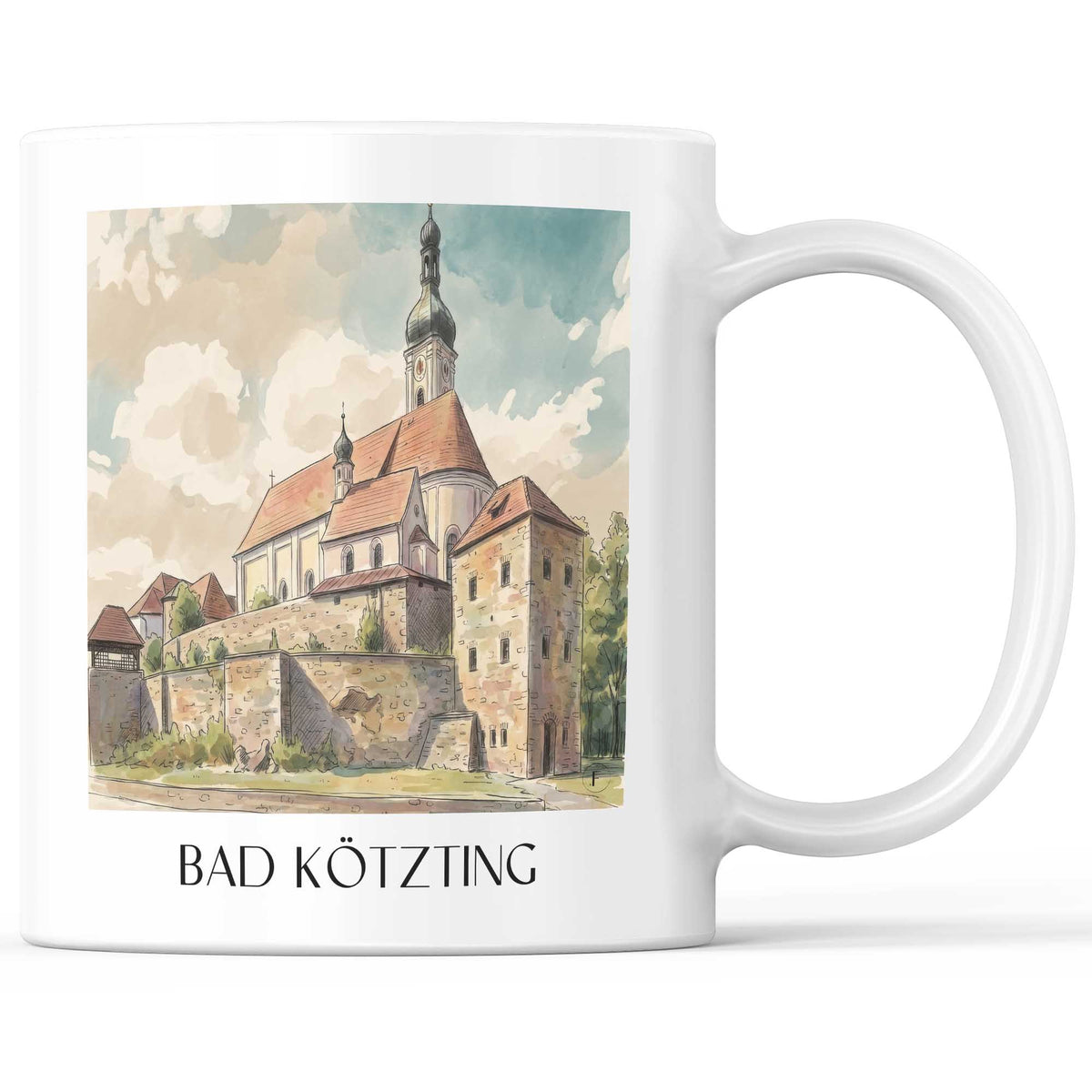 Bad Kötzting Kaffeebecher - Bayerischer Wald - Deutschland Becher - Kaffeetasse im Aquarell Stil - favplace