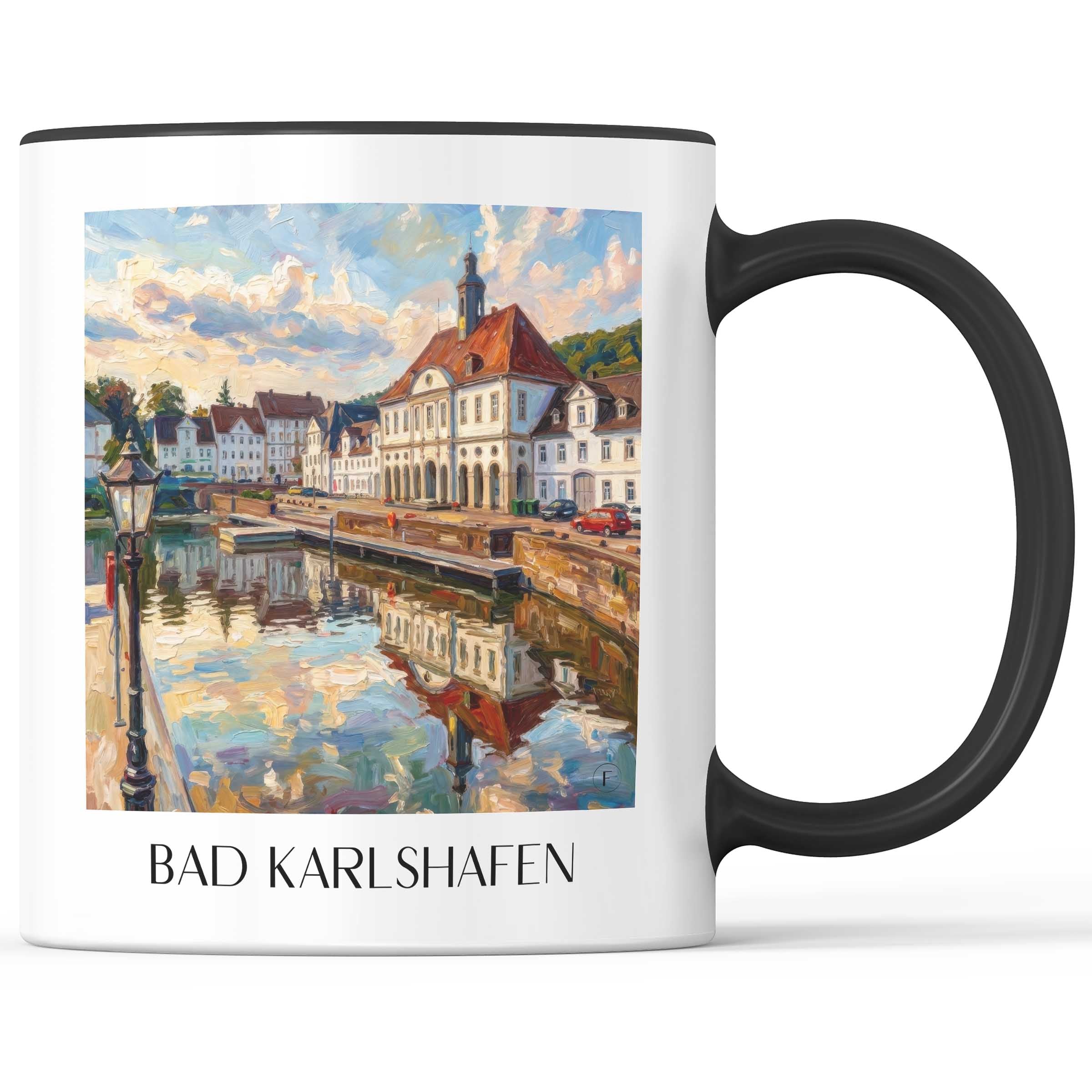 Bad Karlshafen Kaffeebecher - Hessen - Deutschland Becher - Kaffeetasse im Ölgemälde Stil - favplace