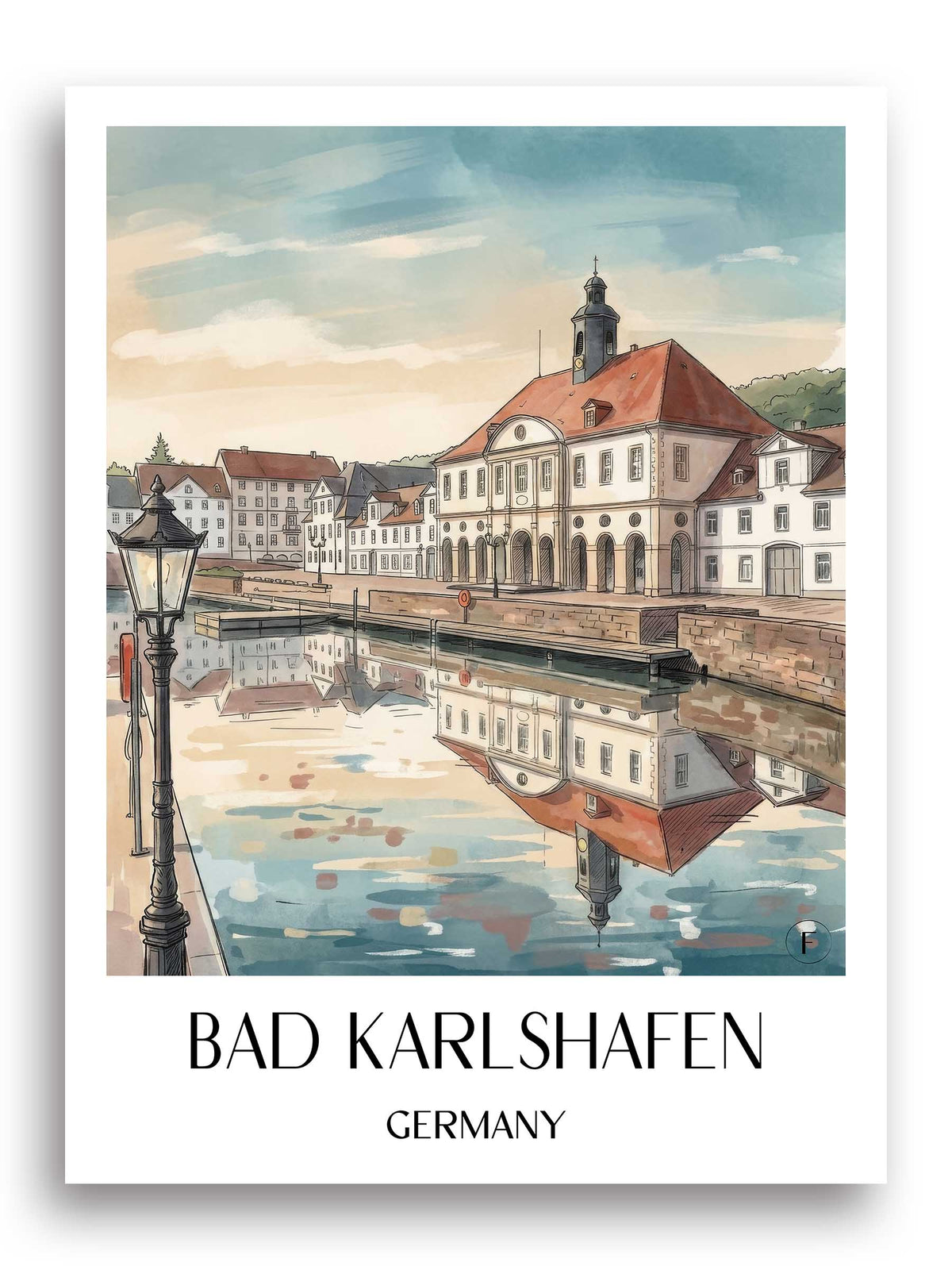 Bad Karlshafen Poster - Hessen - Deutschland Kunstdruck - Aquarell von A4 bis A1 - favplace