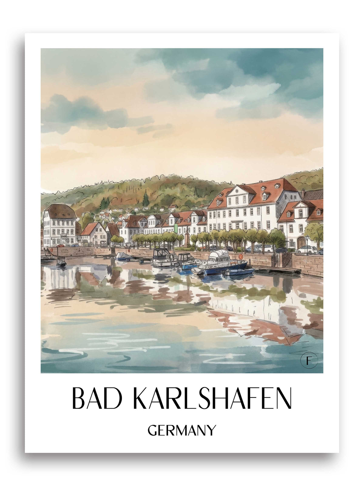 Bad Karlshafen Poster - Weserbergland - Deutschland Kunstdruck - Aquarell von A4 bis A1 - favplace