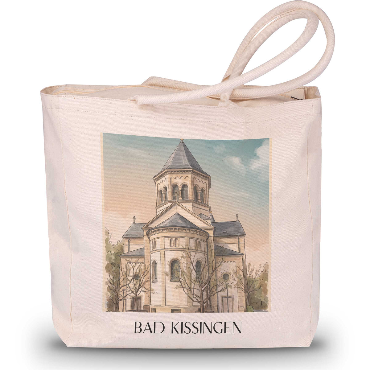Bad Kissingen Shopping Tasche - Rhön - Deutschland Tote Bag - Einkaufstasche im Aquarell Stil - favplace