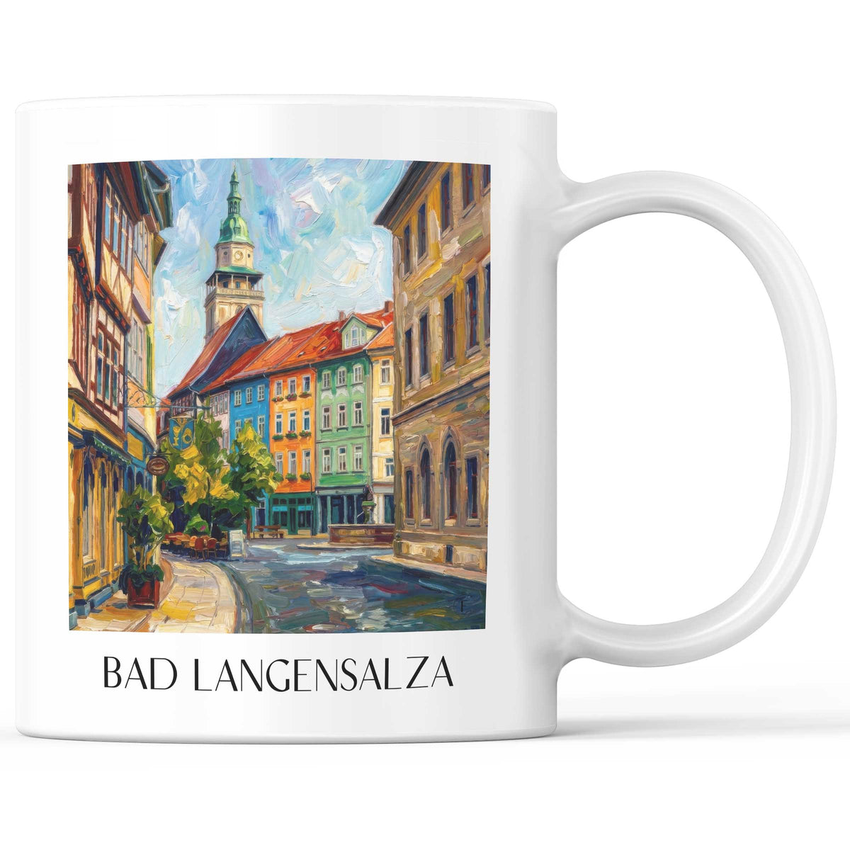 Bad Langensalza Kaffeebecher - Thüringer Becken - Deutschland Becher - Kaffeetasse im Ölgemälde Stil - favplace