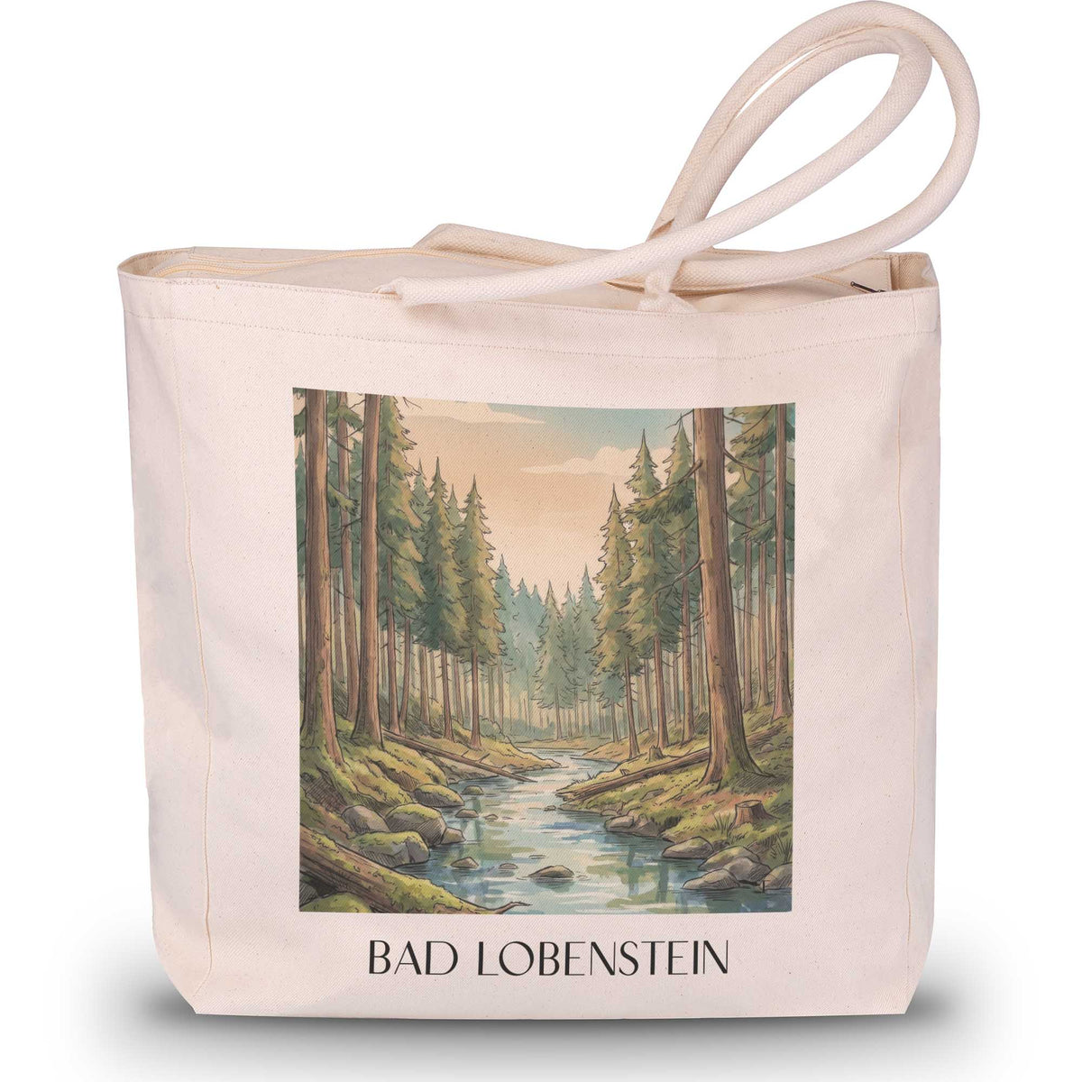 Bad Lobenstein Shopping Tasche - Thüringer Schiefergebirge - Deutschland Tote Bag - Einkaufstasche im Aquarell Stil - favplace