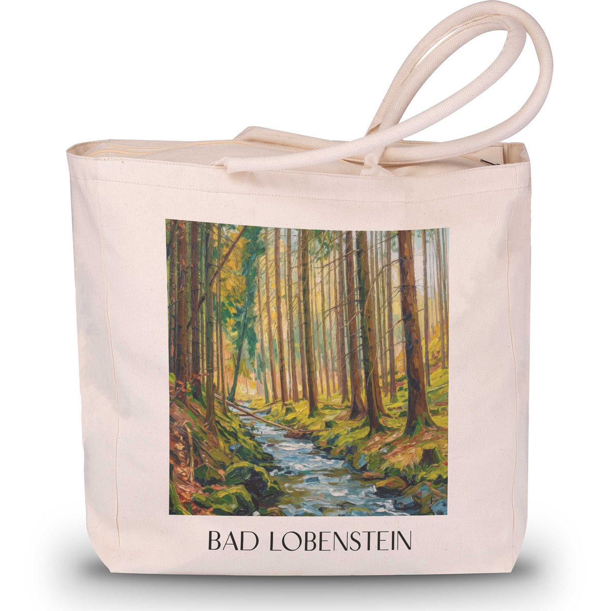 Bad Lobenstein Shopping Tasche - Thüringer Schiefergebirge - Deutschland Tote Bag - Einkaufstasche im Ölgemälde Stil - favplace