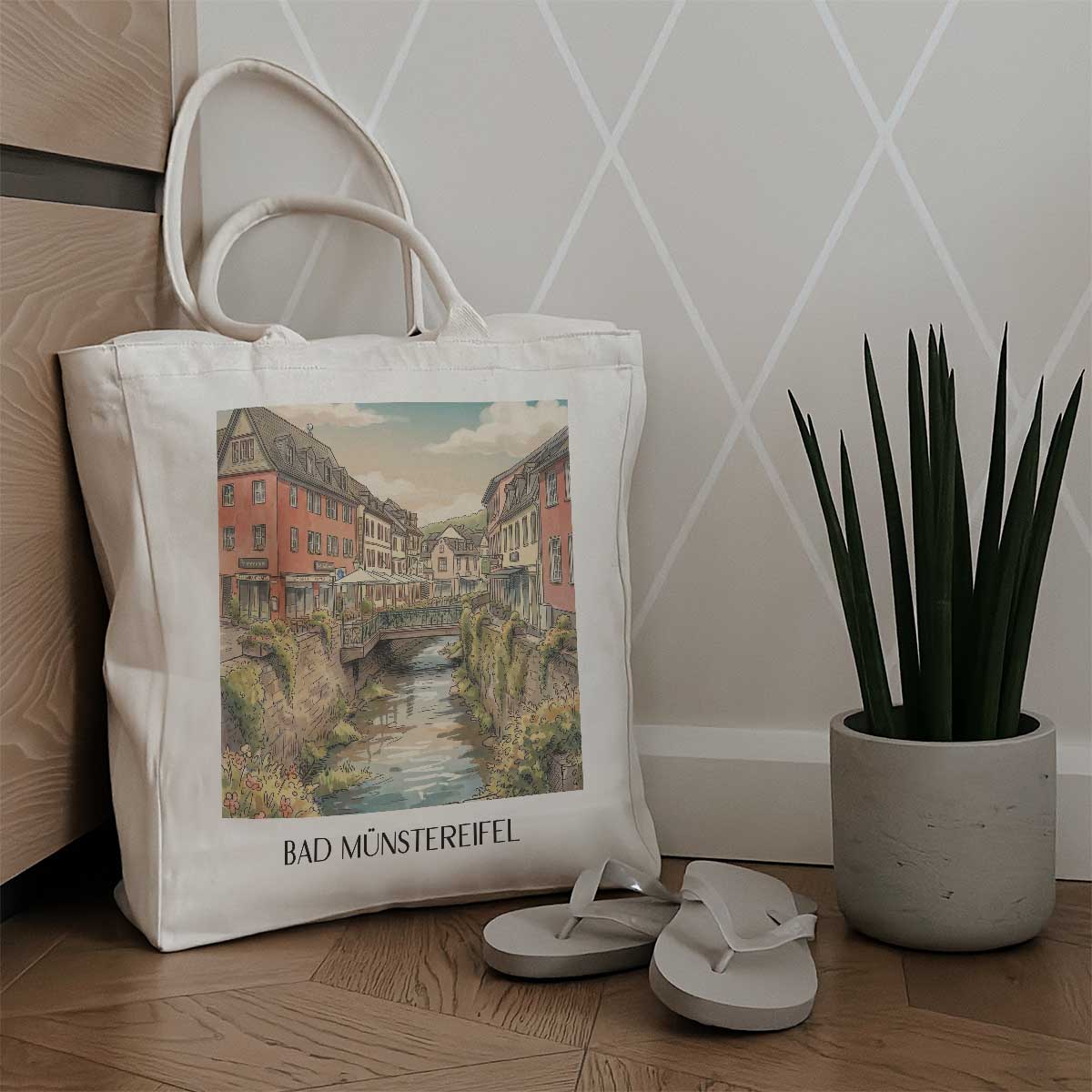 bad-münstereifel-eifel-deutschland-einkaufstasche-aquarell