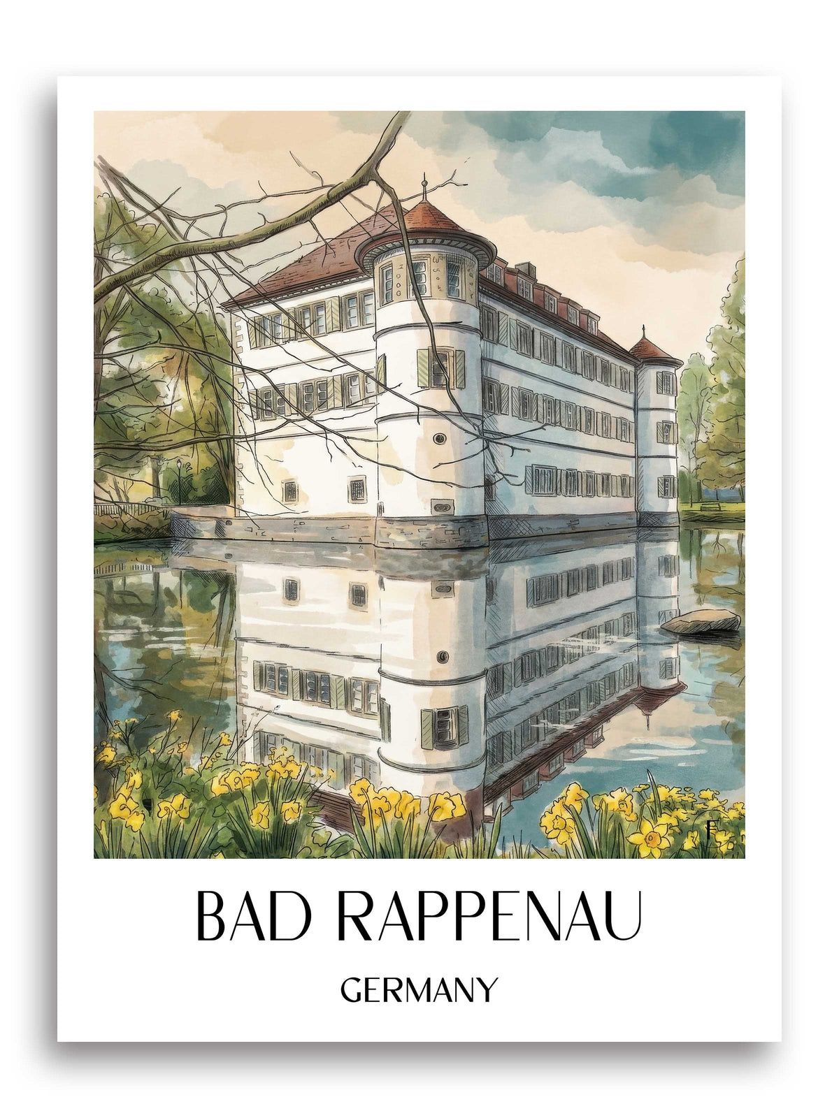 Bad Rappenau Poster - Kraichgau - Deutschland Kunstdruck - Aquarell von A4 bis A1 - favplace