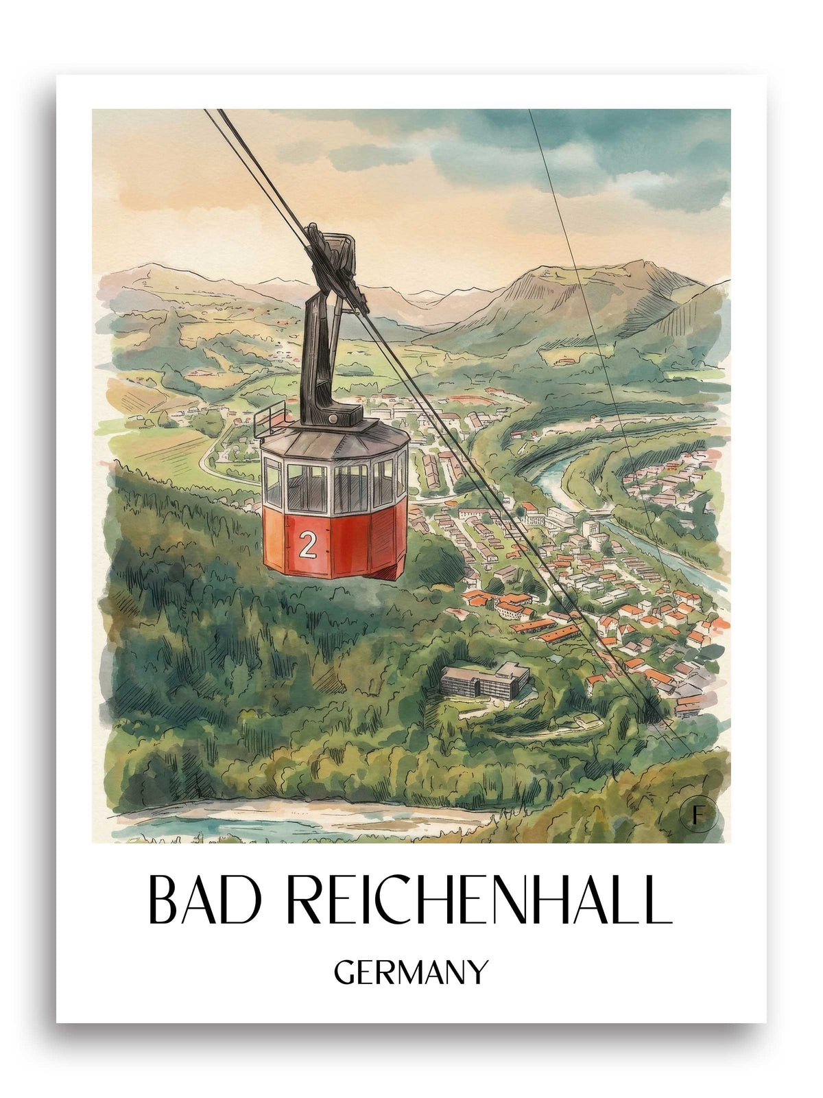 Bad Reichenhall Poster - Berchtesgadener Land - Deutschland Kunstdruck - Aquarell von A4 bis A1 - favplace