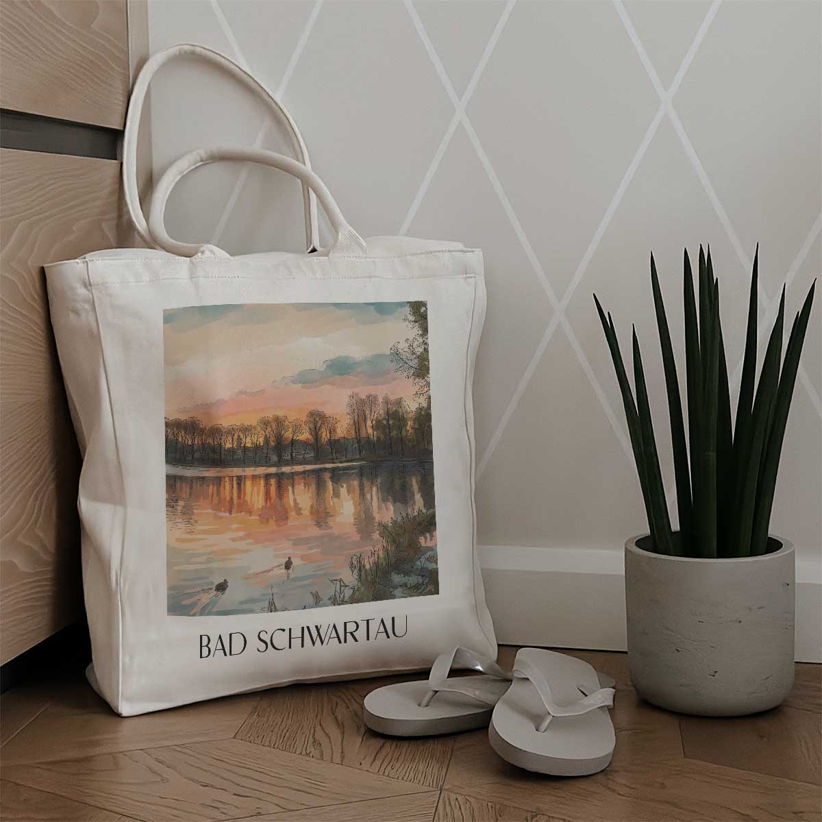 bad-schwartau-ostholstein-deutschland-einkaufstasche-aquarell