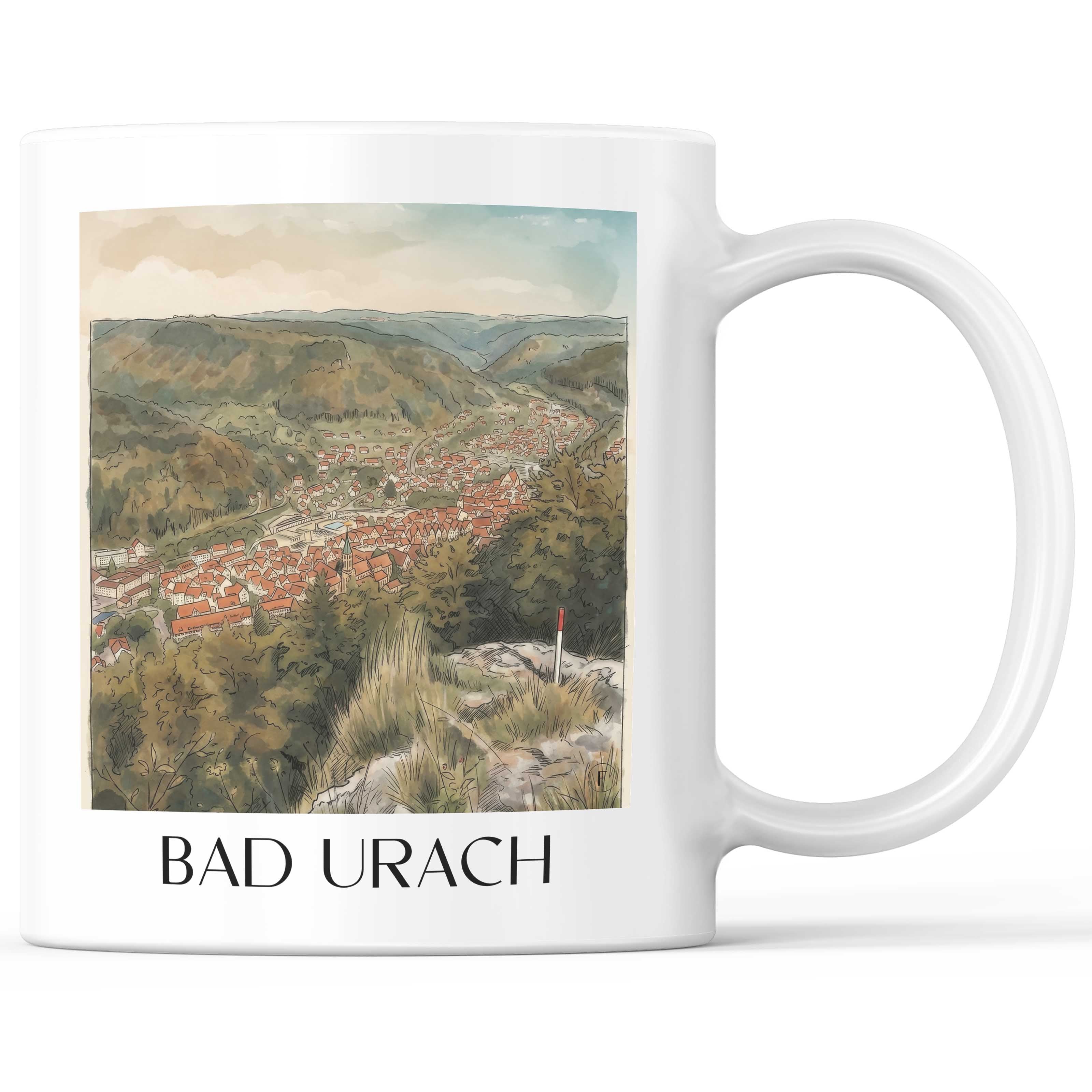Bad Urach - Deutschland Becher - Kaffeetasse im Aquarell Stil - favplace