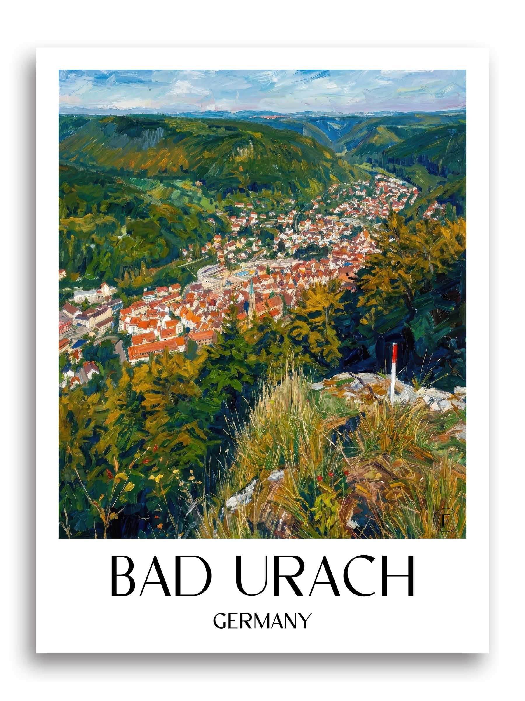 Bad Urach Poster - - Deutschland Kunstdruck - Ölgemälde von A4 bis A1 - favplace