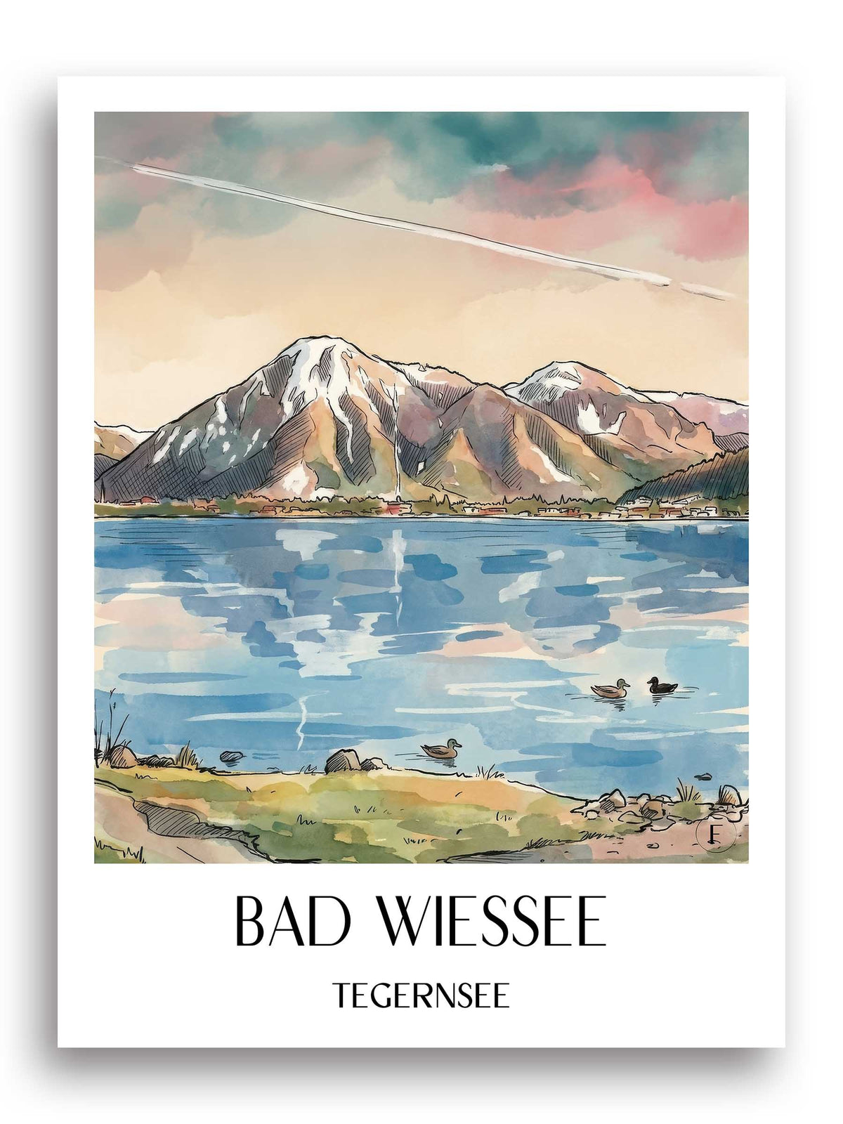 bad-wiessee-tegernsee-deutschland-poster-aquarell