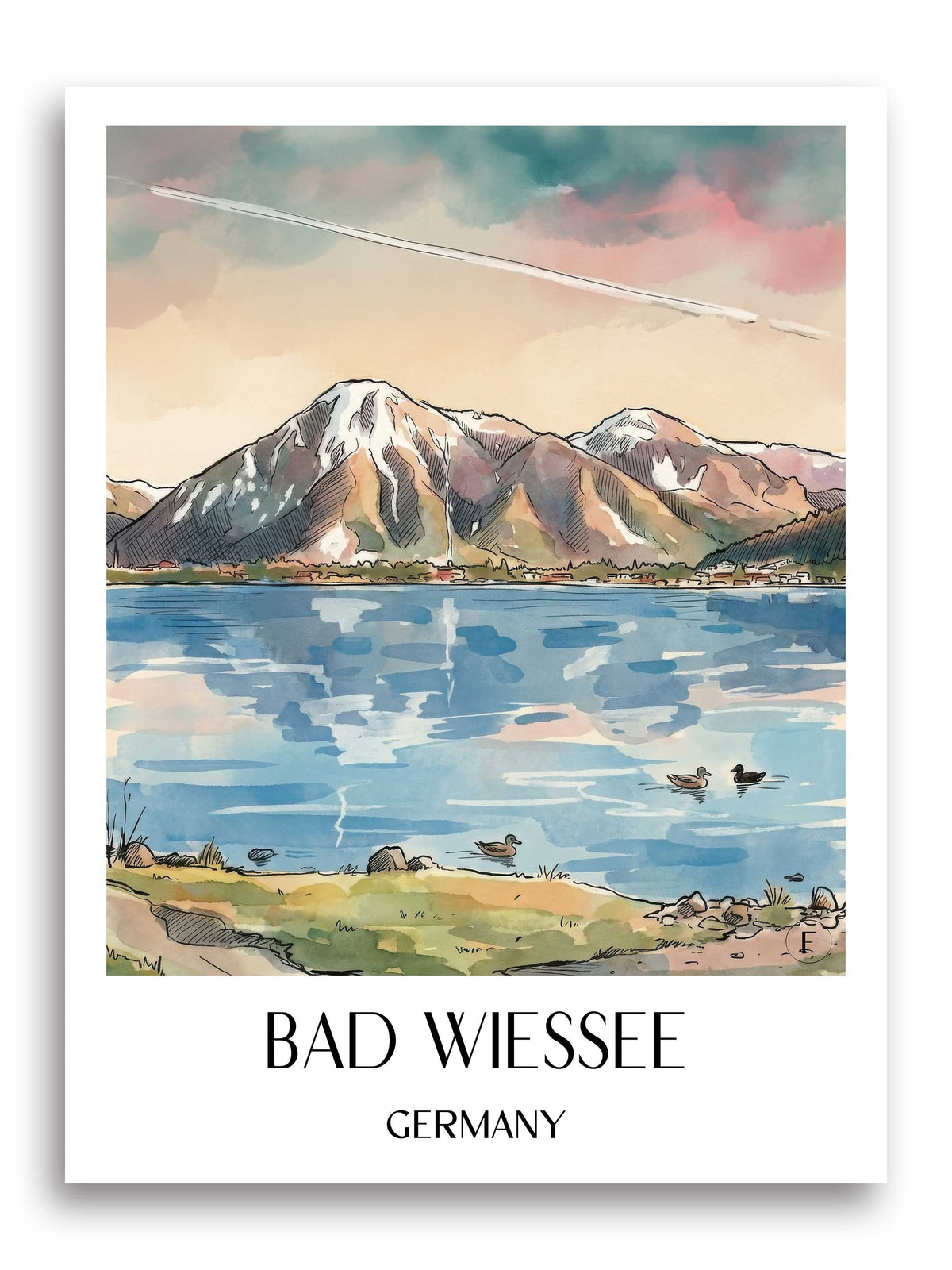Bad Wiessee Poster - Tegernsee - Deutschland Kunstdruck - Aquarell von A4 bis A1 - favplace