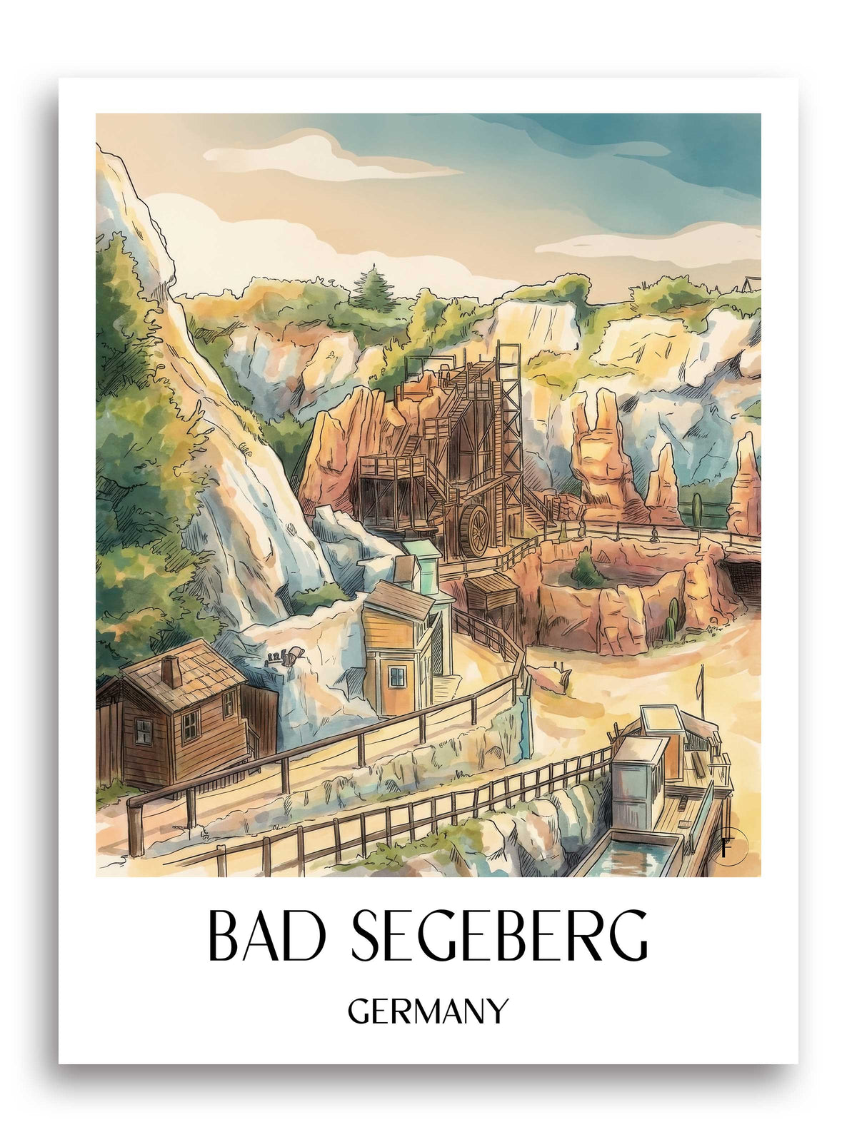 Bad segeberg Poster - Holstein - Deutschland Kunstdruck - Aquarell von A4 bis A1 - favplace