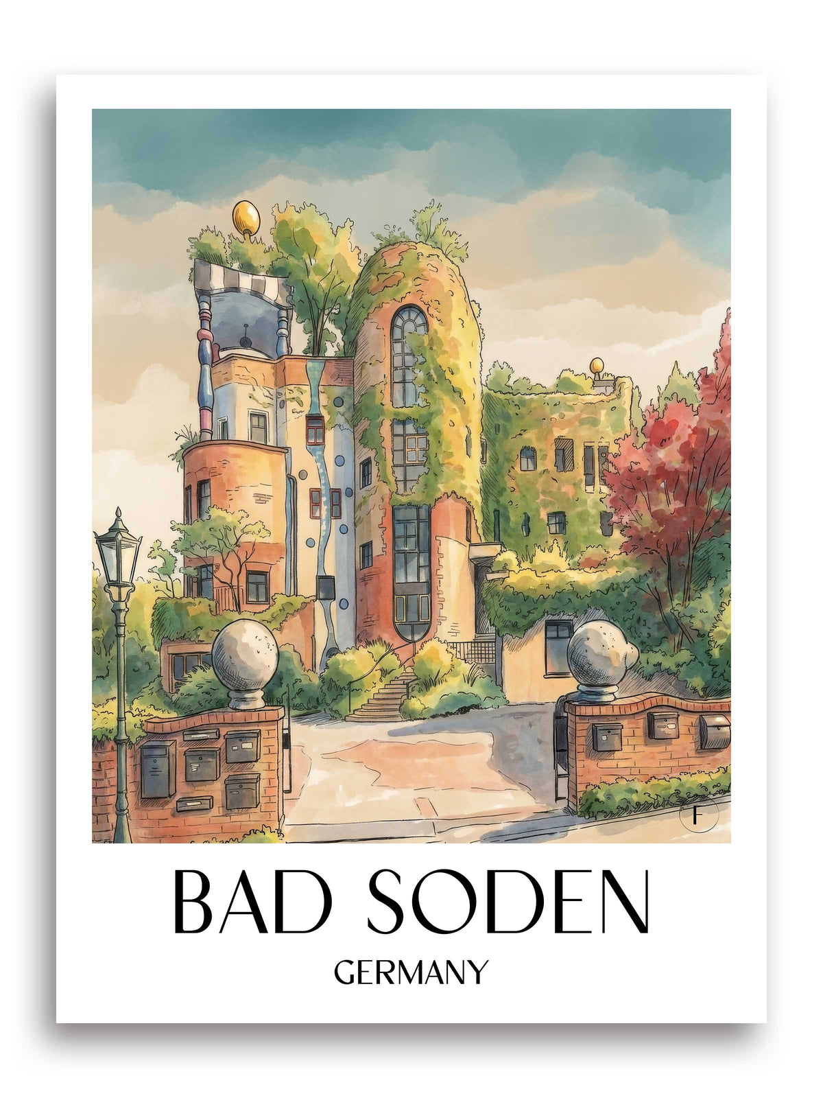 Bad soden Poster - Taunus - Deutschland Kunstdruck - Aquarell von A4 bis A1 - favplace
