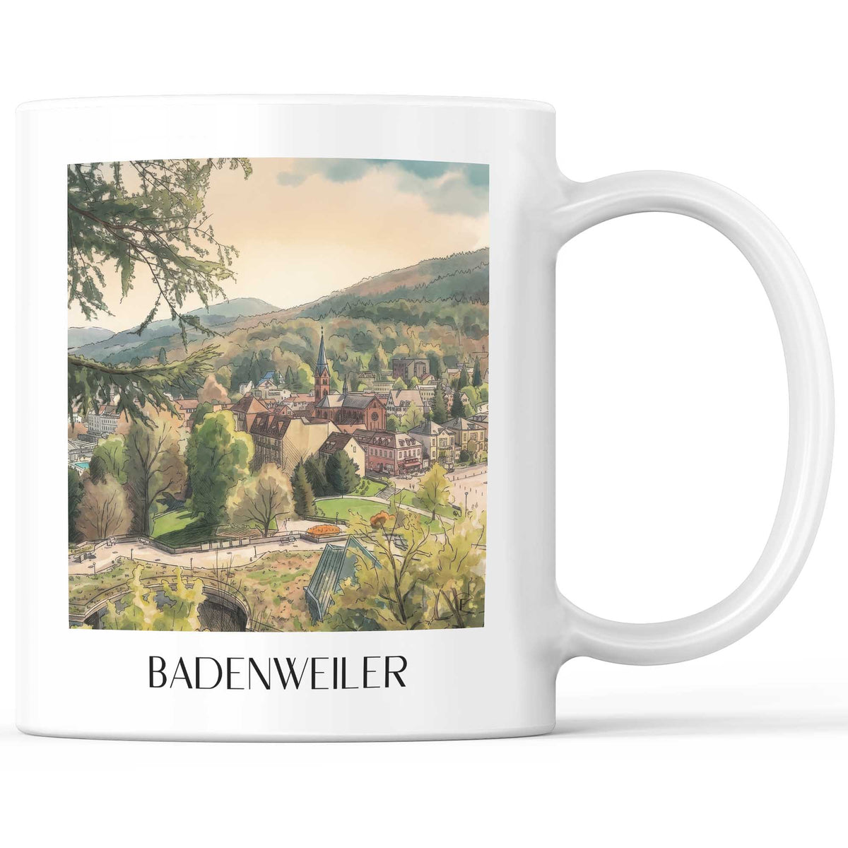 Badenweiler Kaffeebecher - Schwarzwald - Deutschland Becher - Kaffeetasse im Aquarell Stil - favplace