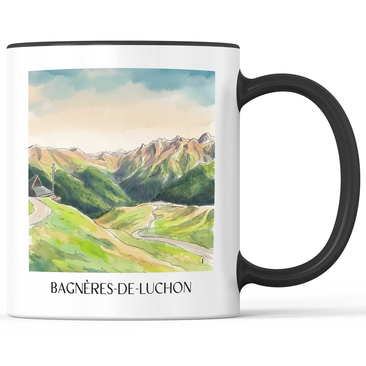 Bagnères-de-Luchon Kaffeebecher - Luchonnais - Frankreich Becher - Kaffeetasse im Aquarell Stil - favplace