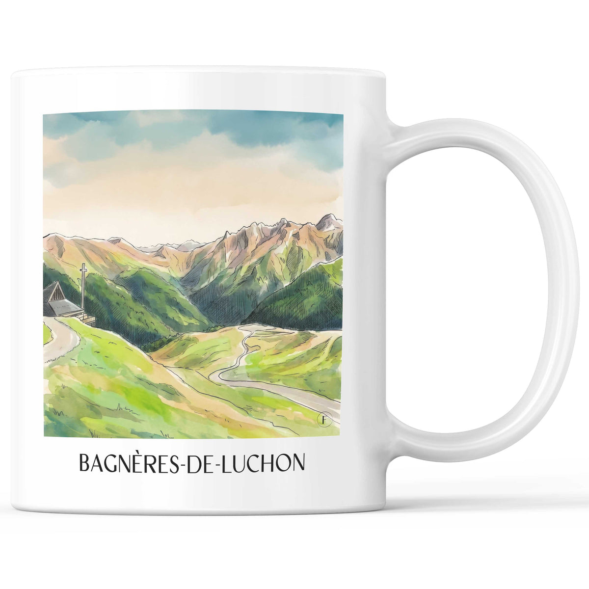 Bagnères-de-Luchon Kaffeebecher - Luchonnais - Frankreich Becher - Kaffeetasse im Aquarell Stil - favplace