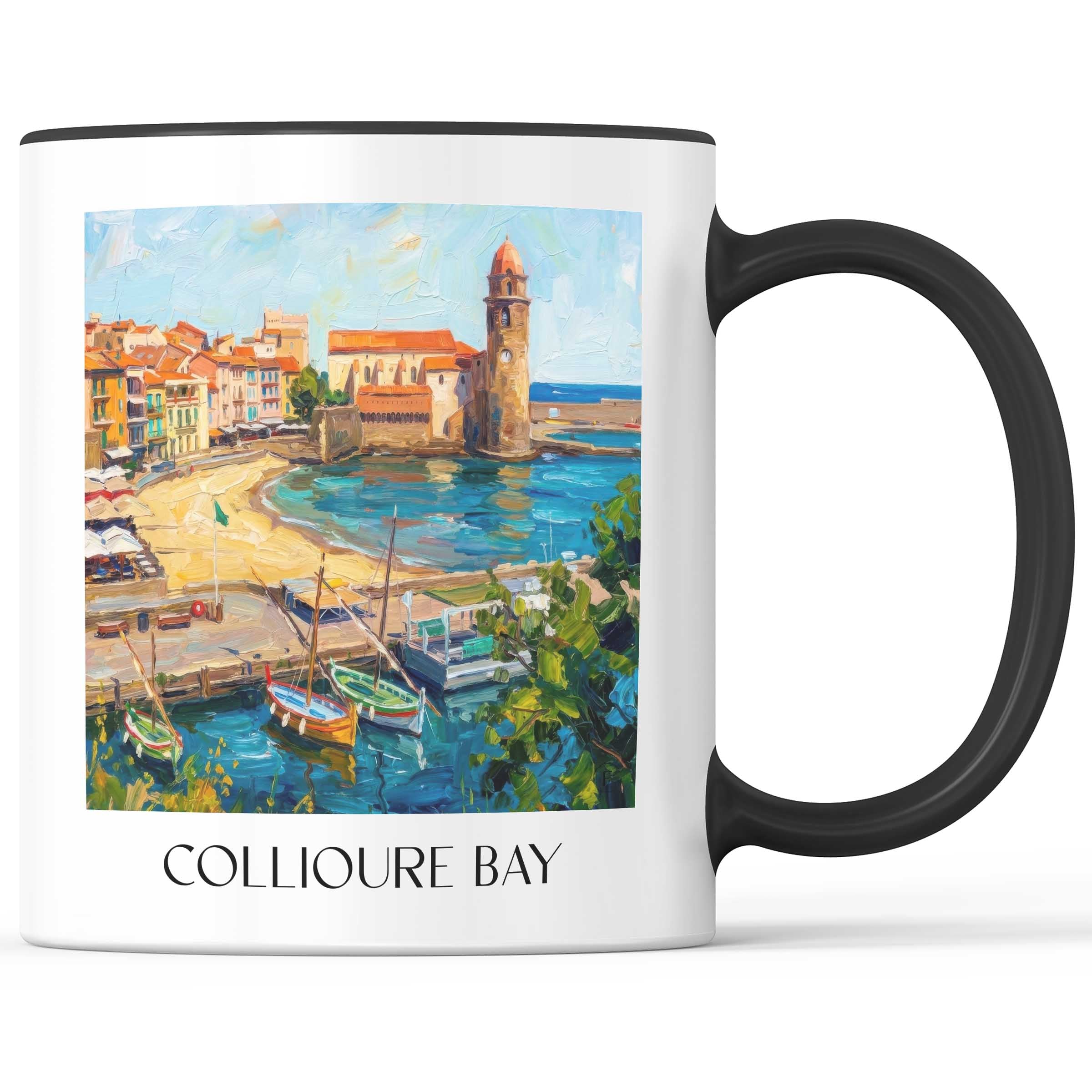Baie de Collioure Kaffeebecher - Côte Vermeille - Frankreich Becher - Kaffeetasse im Ölgemälde Stil - favplace