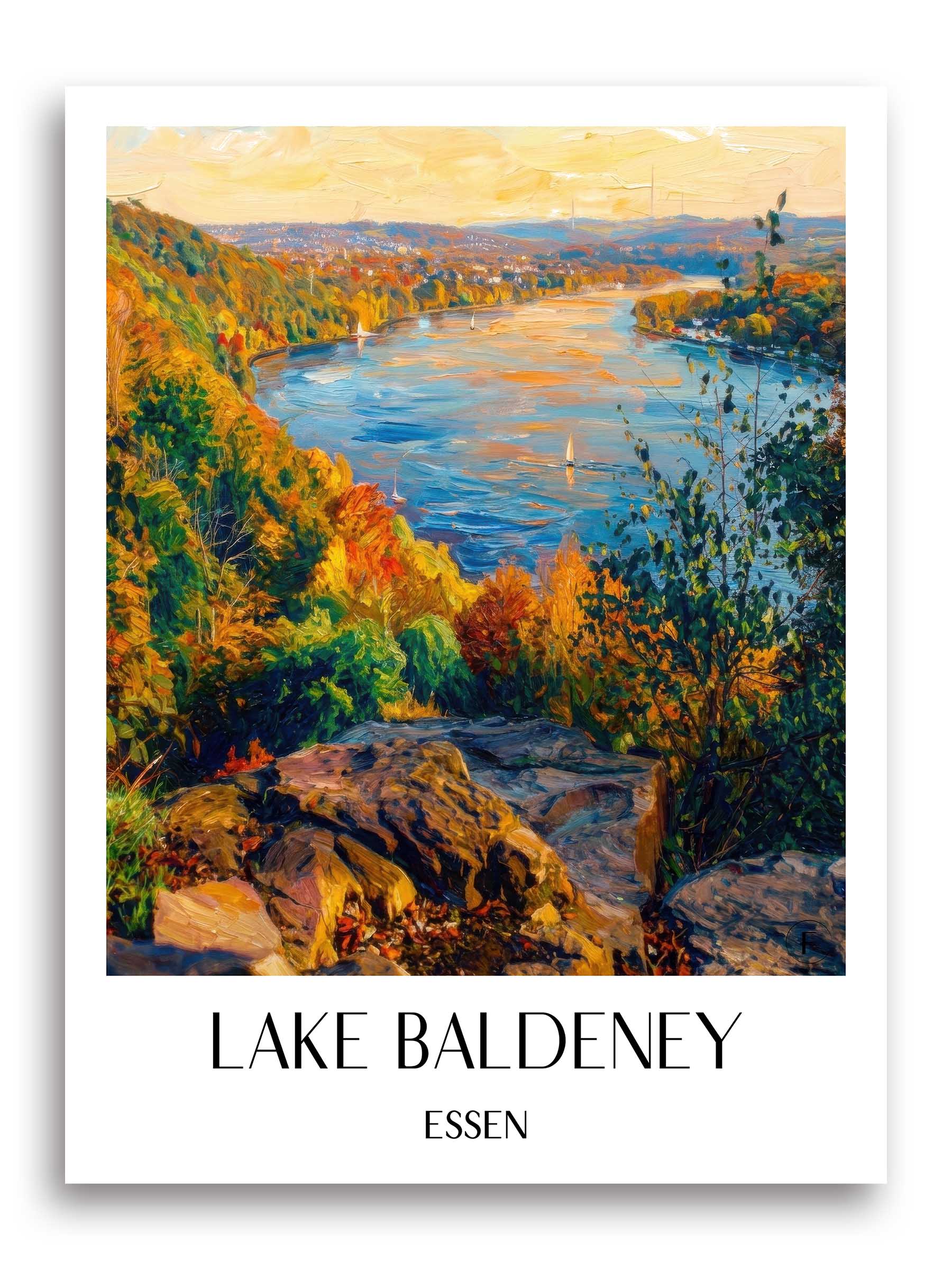 Baldeneysee Poster - Essen - Deutschland Kunstdruck - Ölgemälde von A4 bis A1 - favplace
