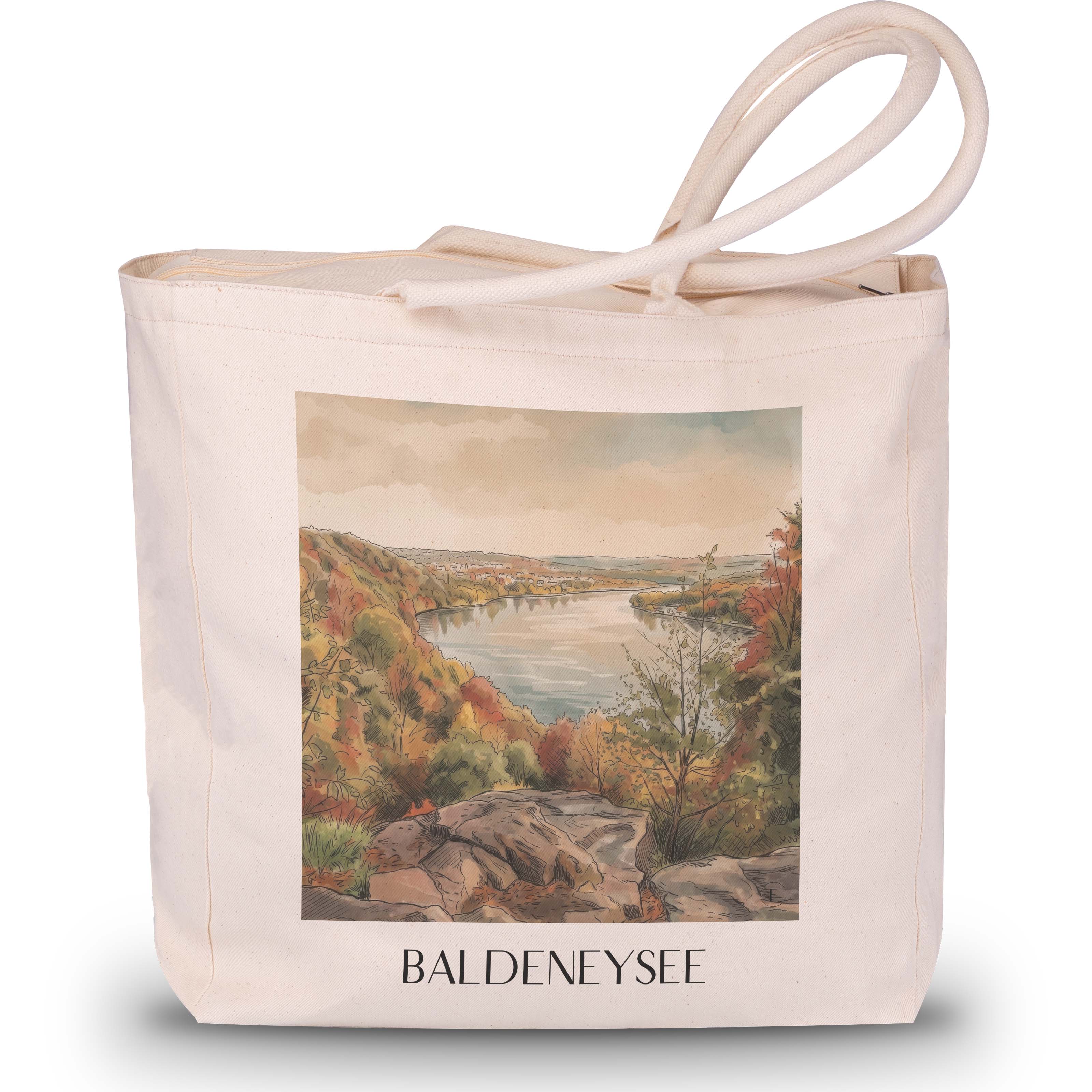 baldeneysee-essen-deutschland-einkaufstasche-aquarell