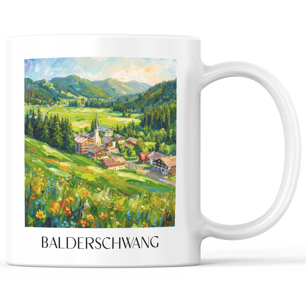 Balderschwang Kaffeebecher - Oberallgäu - Deutschland Becher - Kaffeetasse im Ölgemälde Stil - favplace