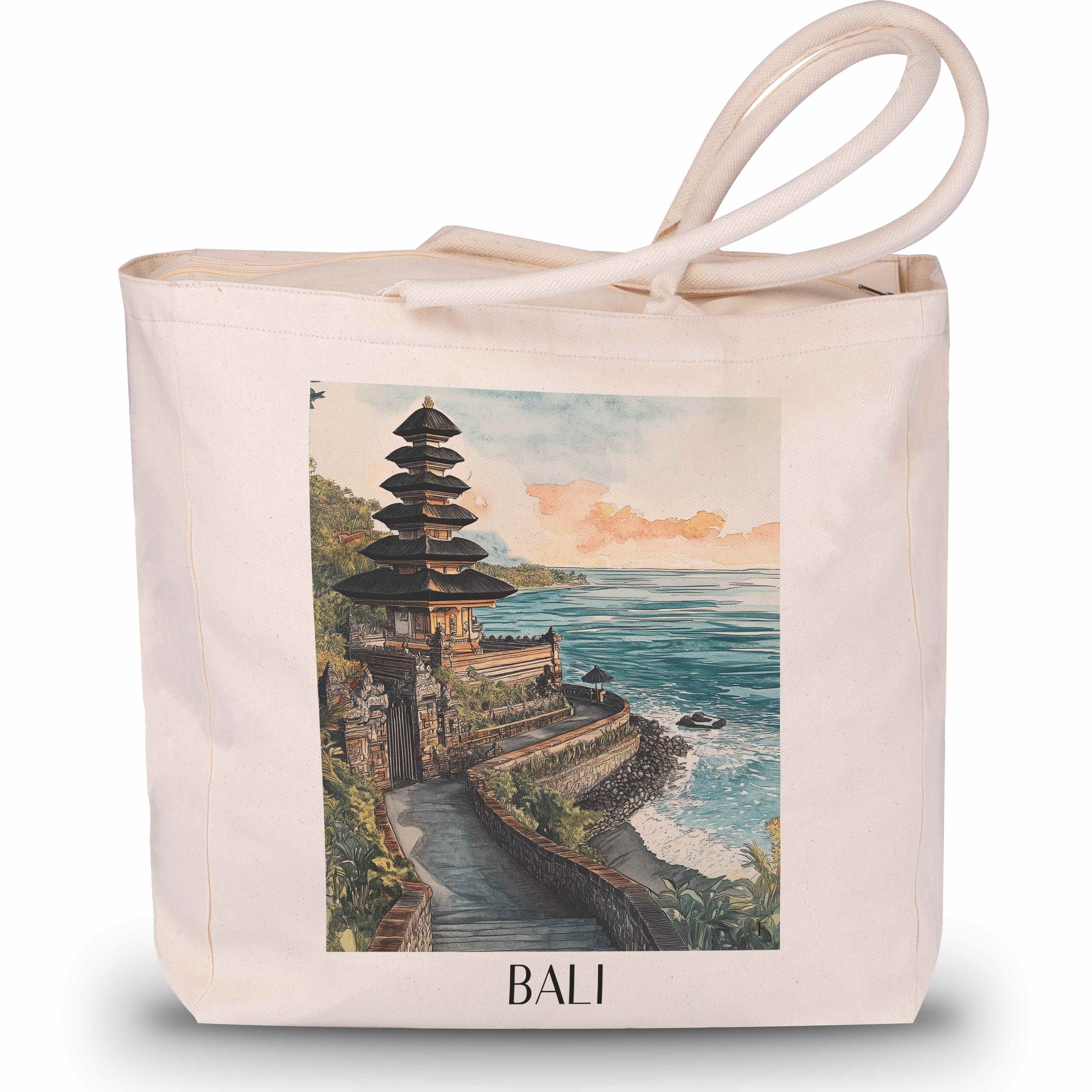 Bali - Indonesien Tote Bag - Einkaufstasche im Aquarell Stil - favplace