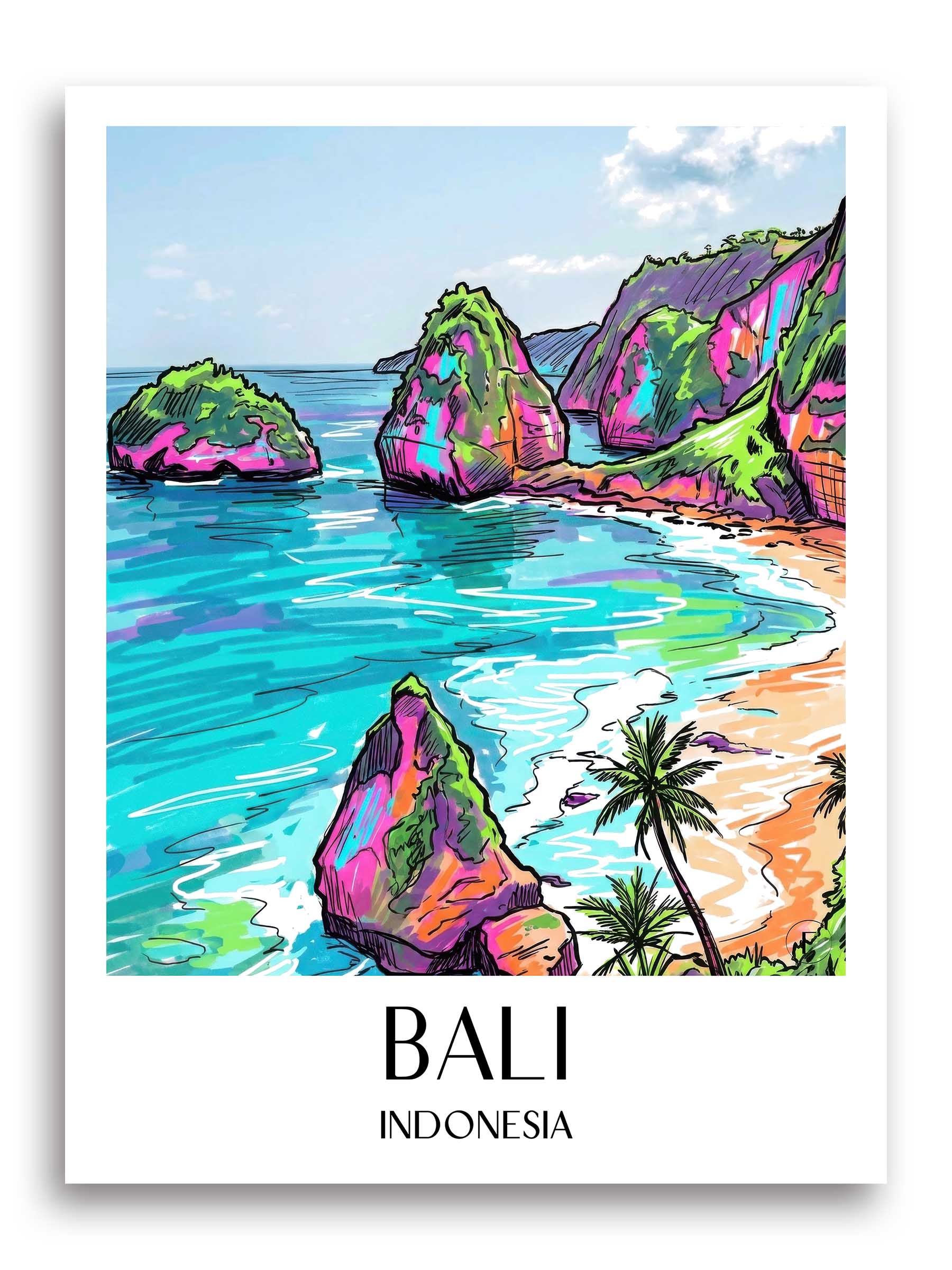 Bali Poster - - Indonesien Kunstdruck - Tag Graffiti von A4 bis A1 - favplace