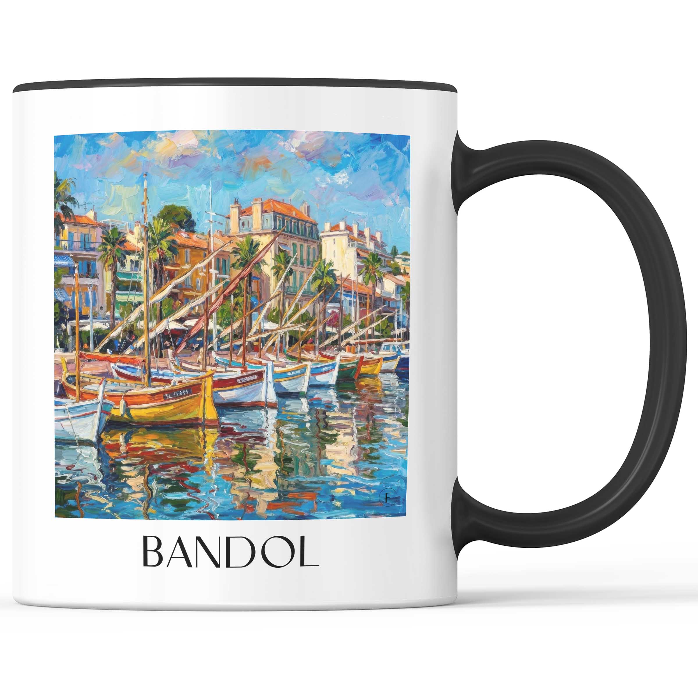 Bandol Kaffeebecher - Côte Provençale - Frankreich Becher - Kaffeetasse im Ölgemälde Stil - favplace