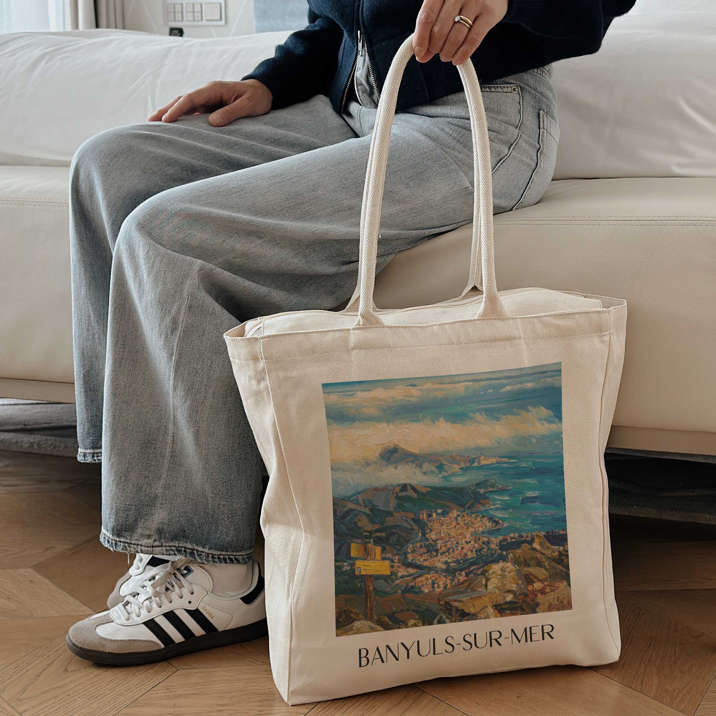 banyuls-sur-mer-côte-vermeille-frankreich-einkaufstasche-oil-painting-oelgemaelde