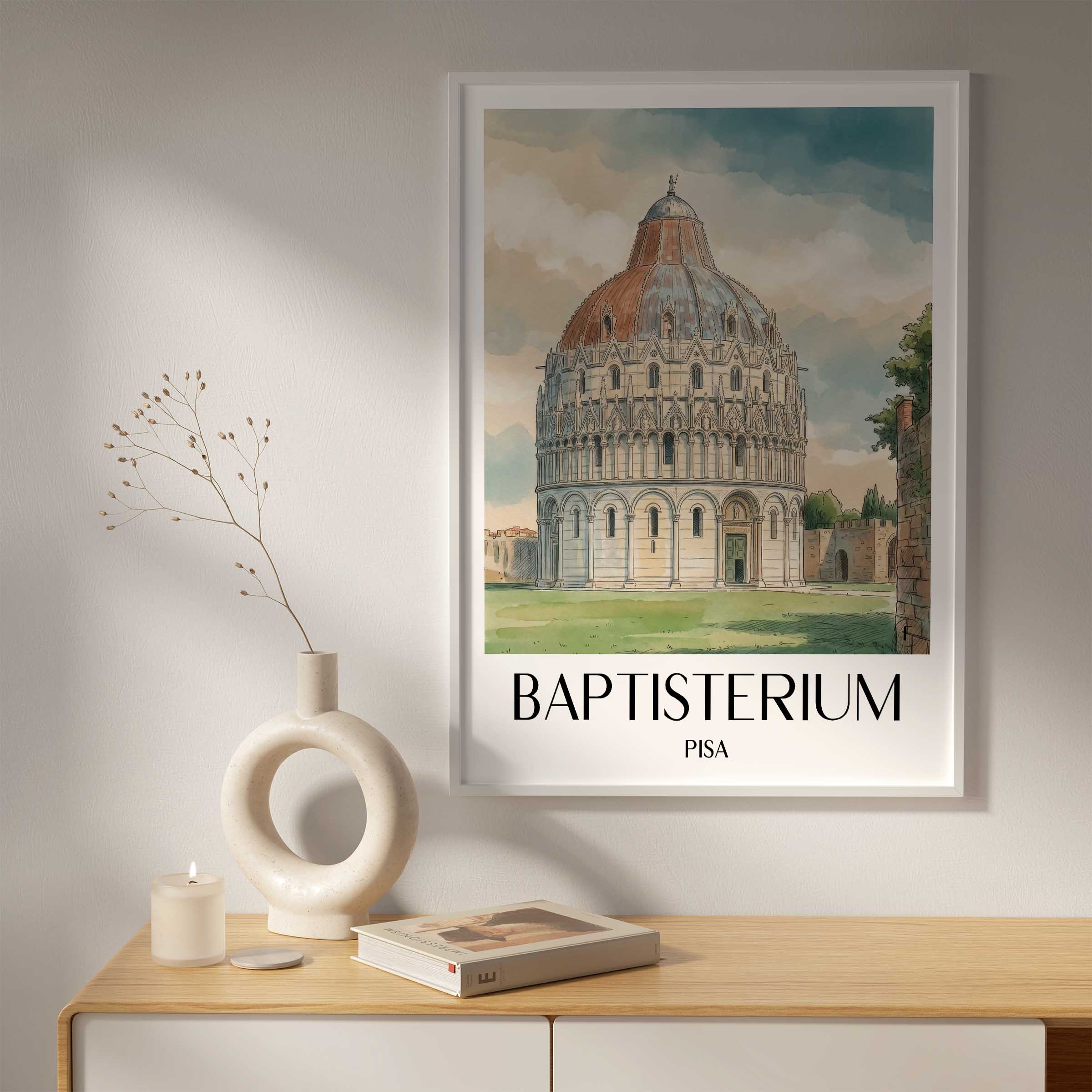 baptisterium-pisa-italien-poster-aquarell