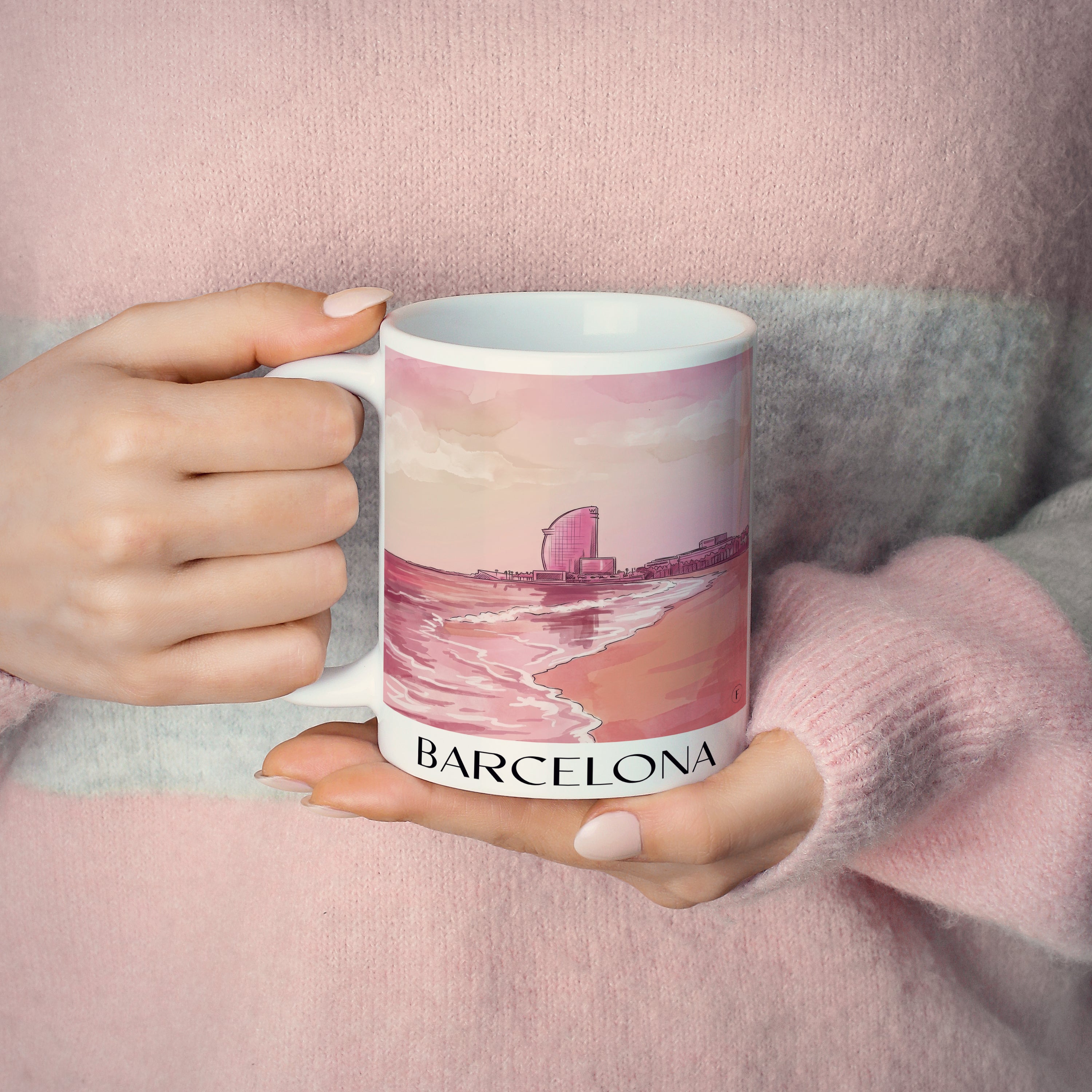 barcelona-spanien-spanien-kaffeebecher-aquarell-pink-rosa