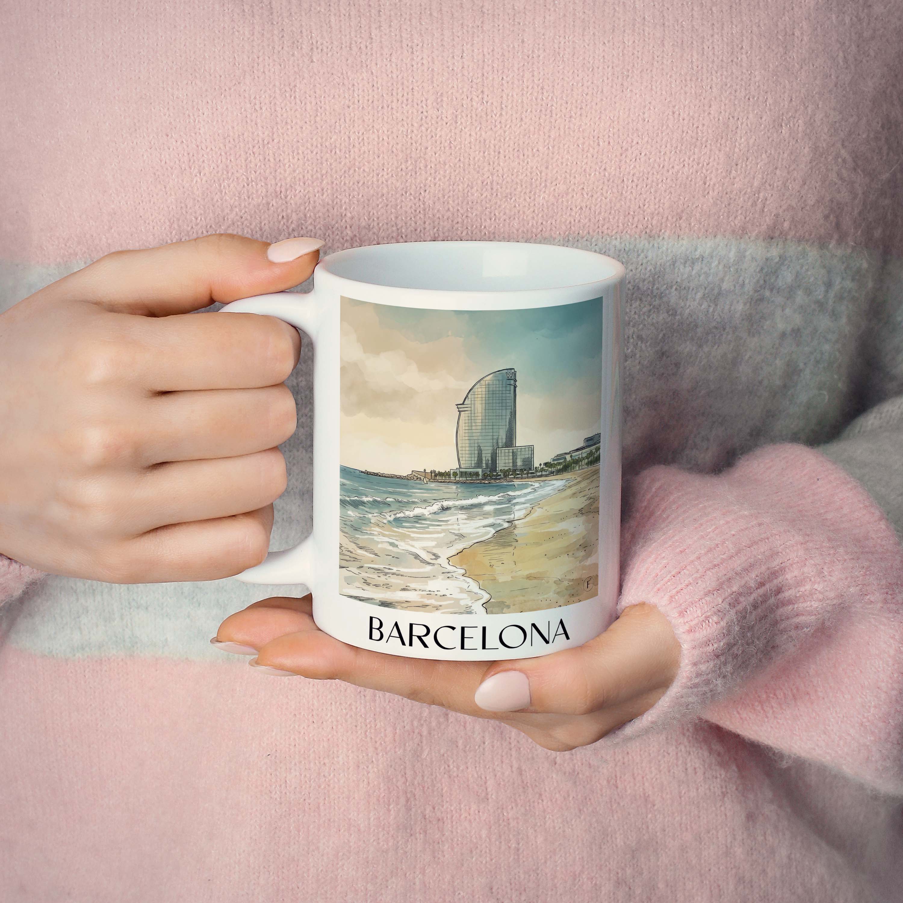 barcelona-spanien-spanien-kaffeebecher-aquarell