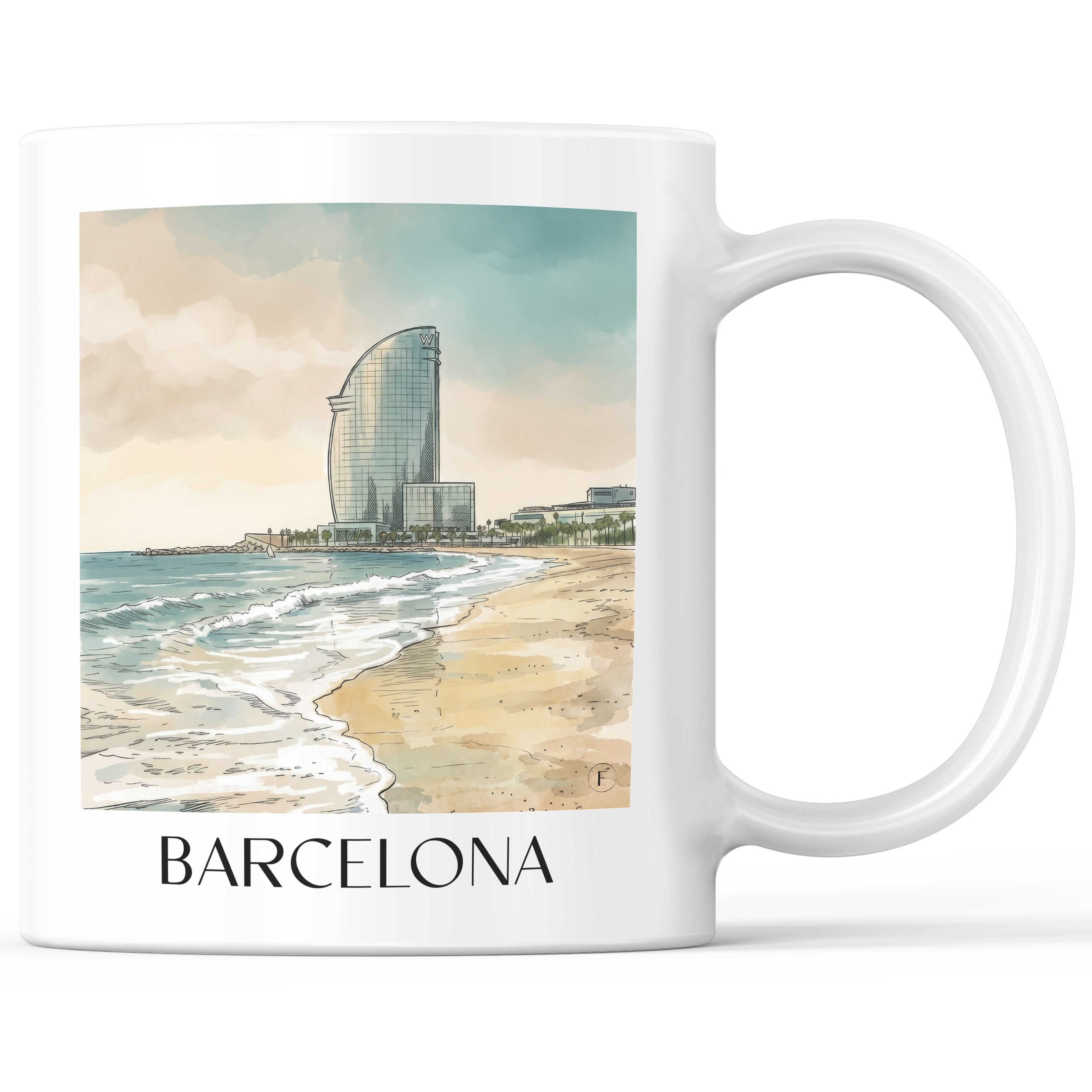 Barcelona Kaffeebecher - Spanien - Spanien Becher - Kaffeetasse im Aquarell Stil - favplace