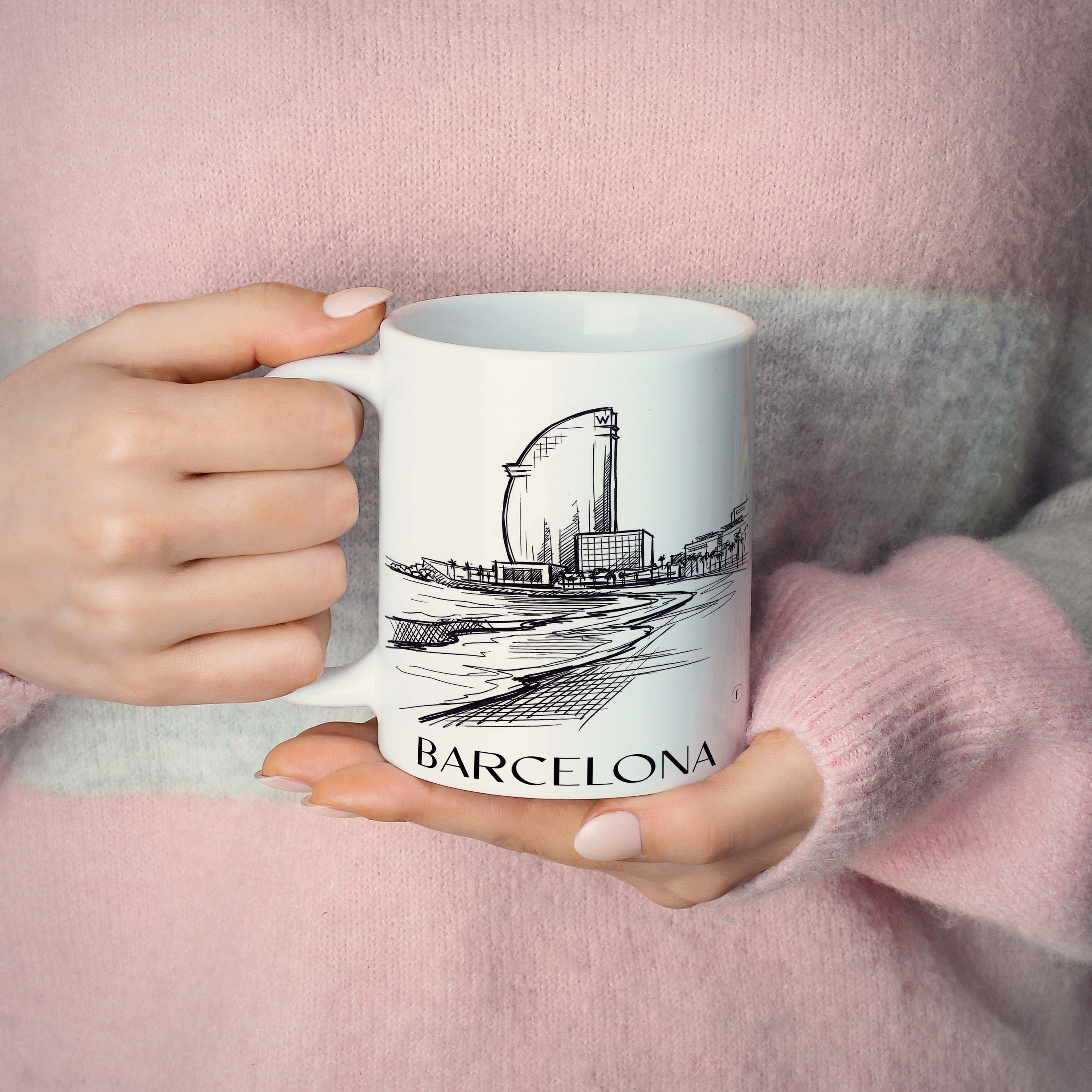 barcelona-spanien-spanien-kaffeebecher-skizze