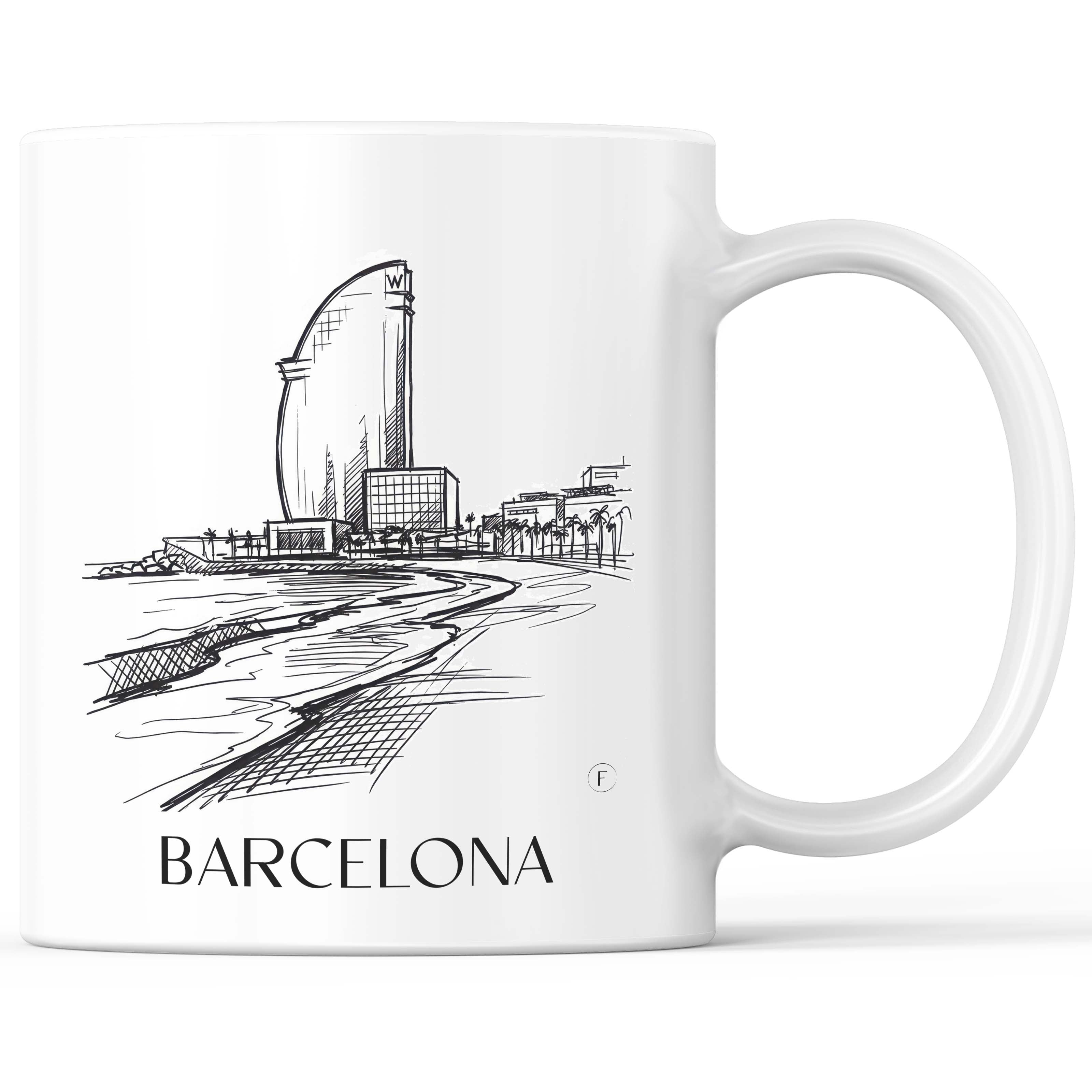 Barcelona Kaffeebecher - Spanien - Spanien Becher - Kaffeetasse im Skizze Stil - favplace