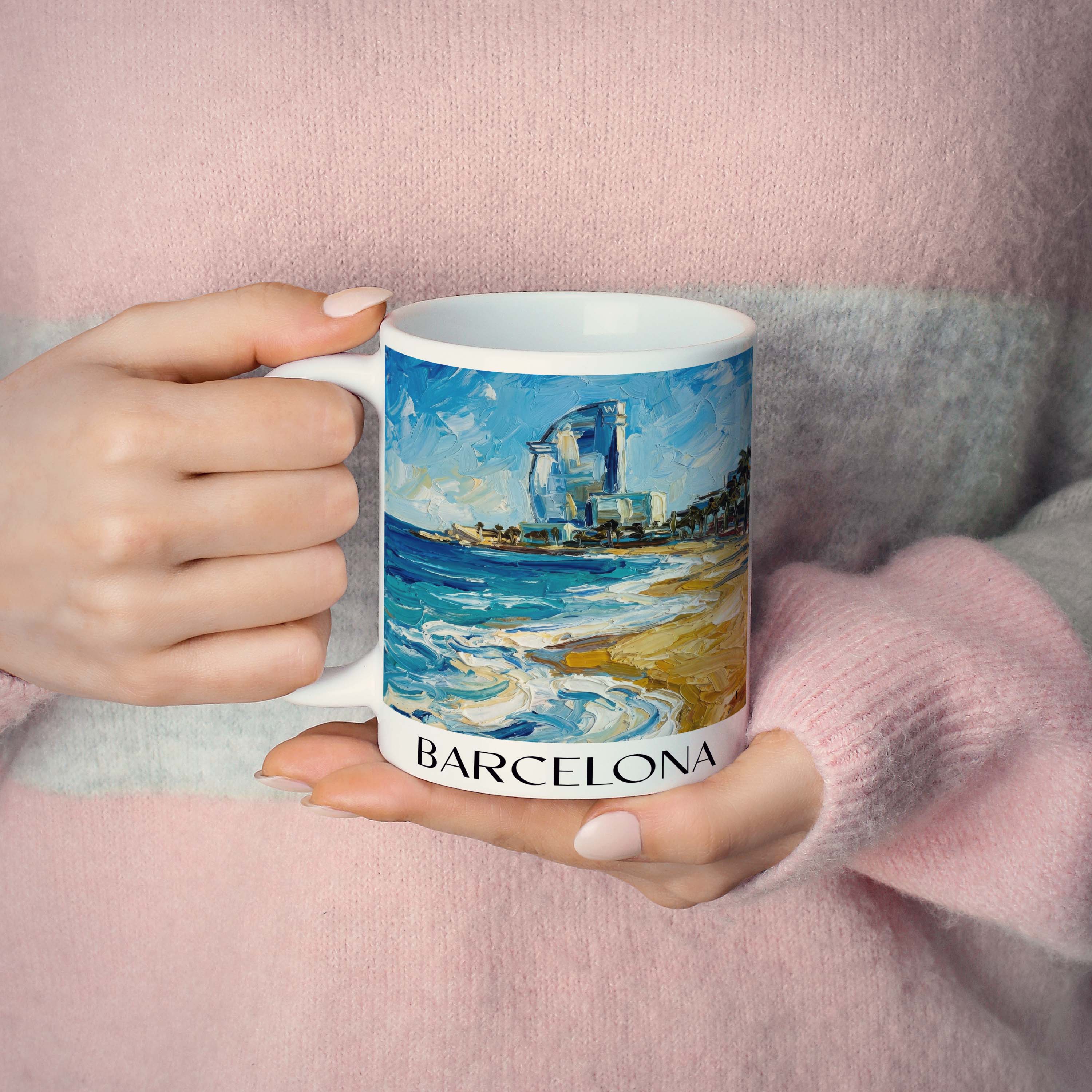 barcelona-spanien-spanien-kaffeebecher-oil-painting-oelgemaelde