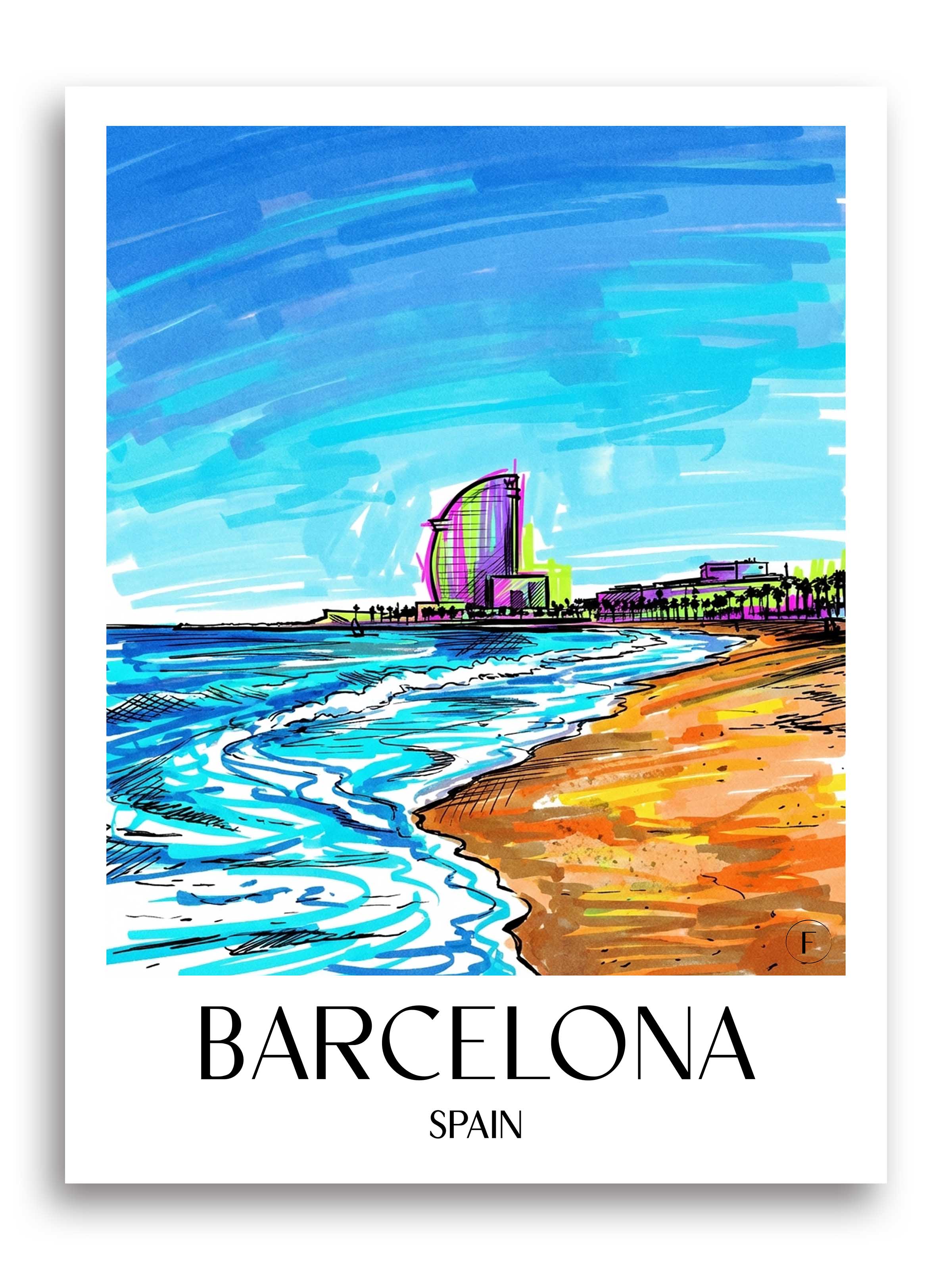 Barcelona Poster - Spanien - Spanien und Spanien Kunstdruck - Tag Graffiti von A4 bis A1 - favplace