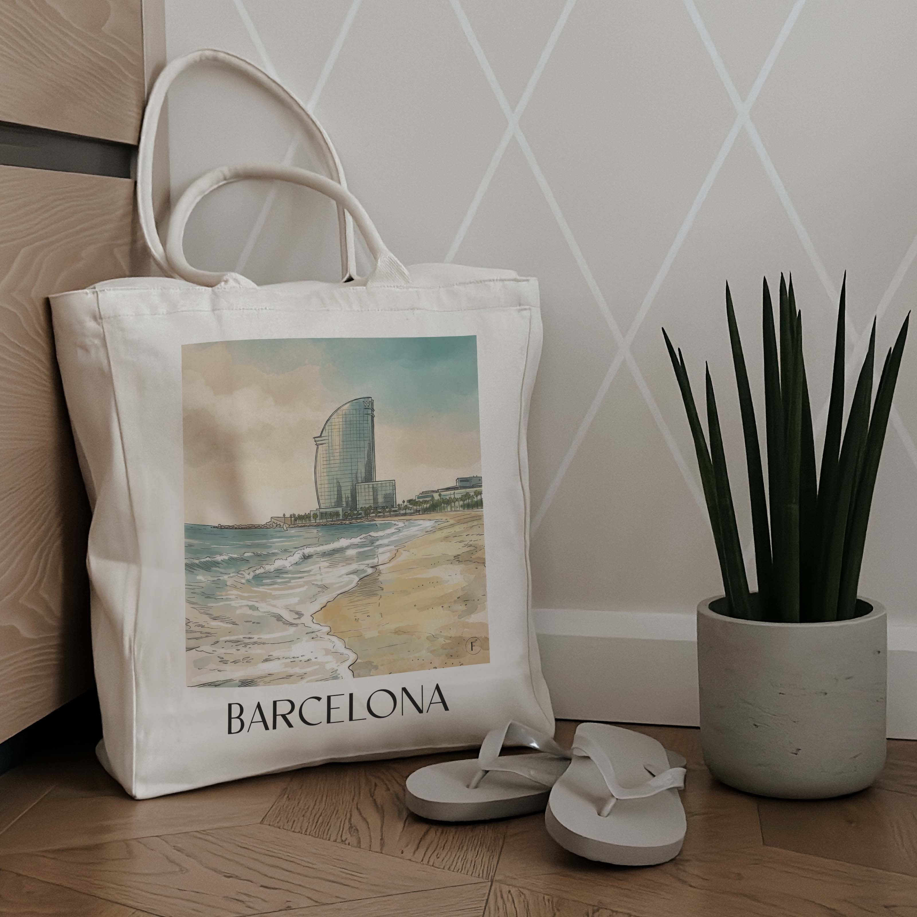 barcelona-spanien-spanien-einkaufstasche-aquarell