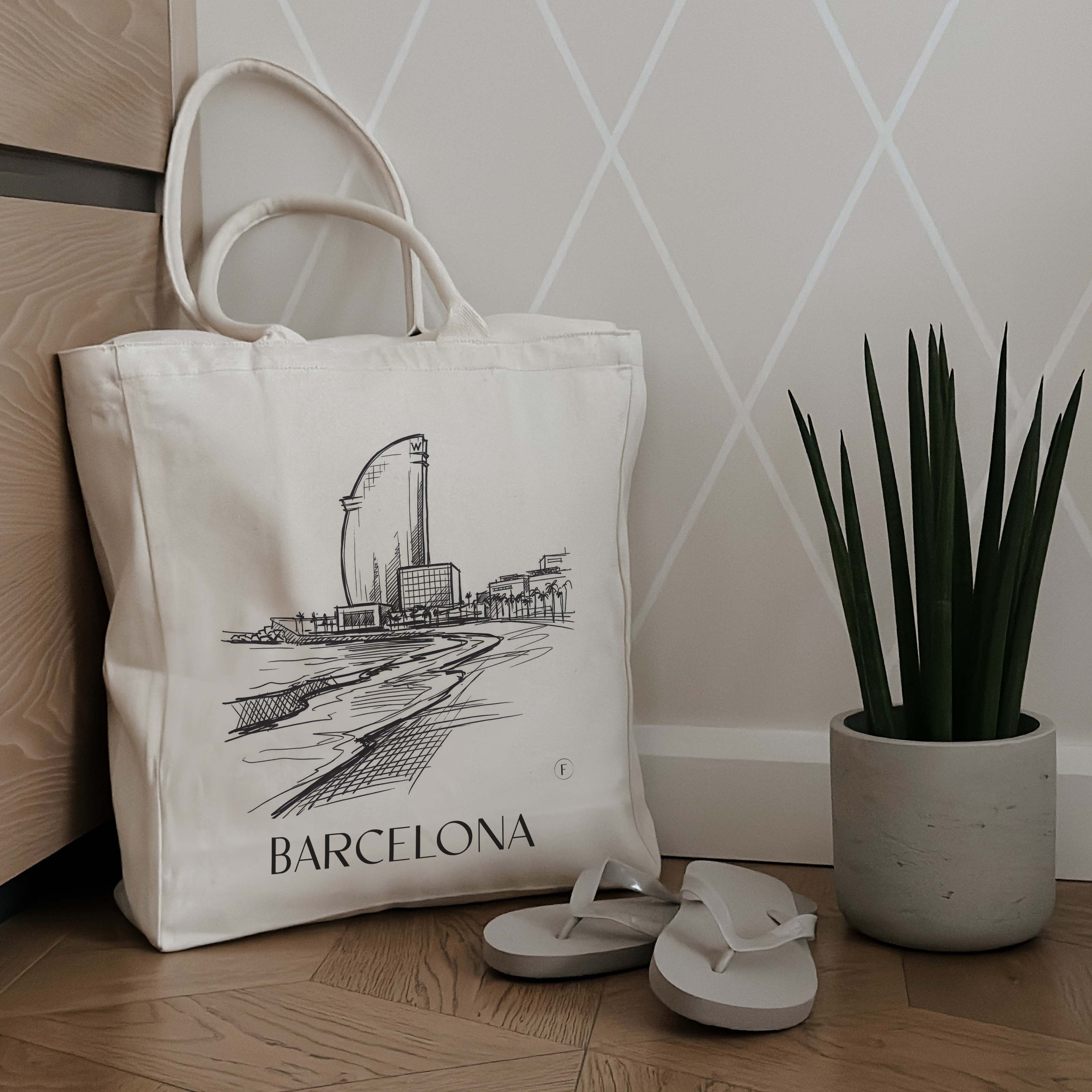 barcelona-spanien-spanien-einkaufstasche-skizze